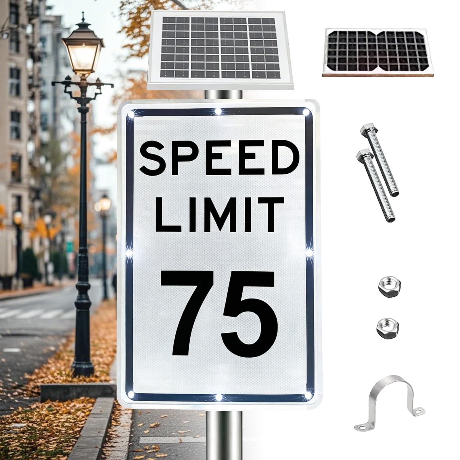 18"X 24"Solar Active Traffic Sign, Road Traffic Warning Sign