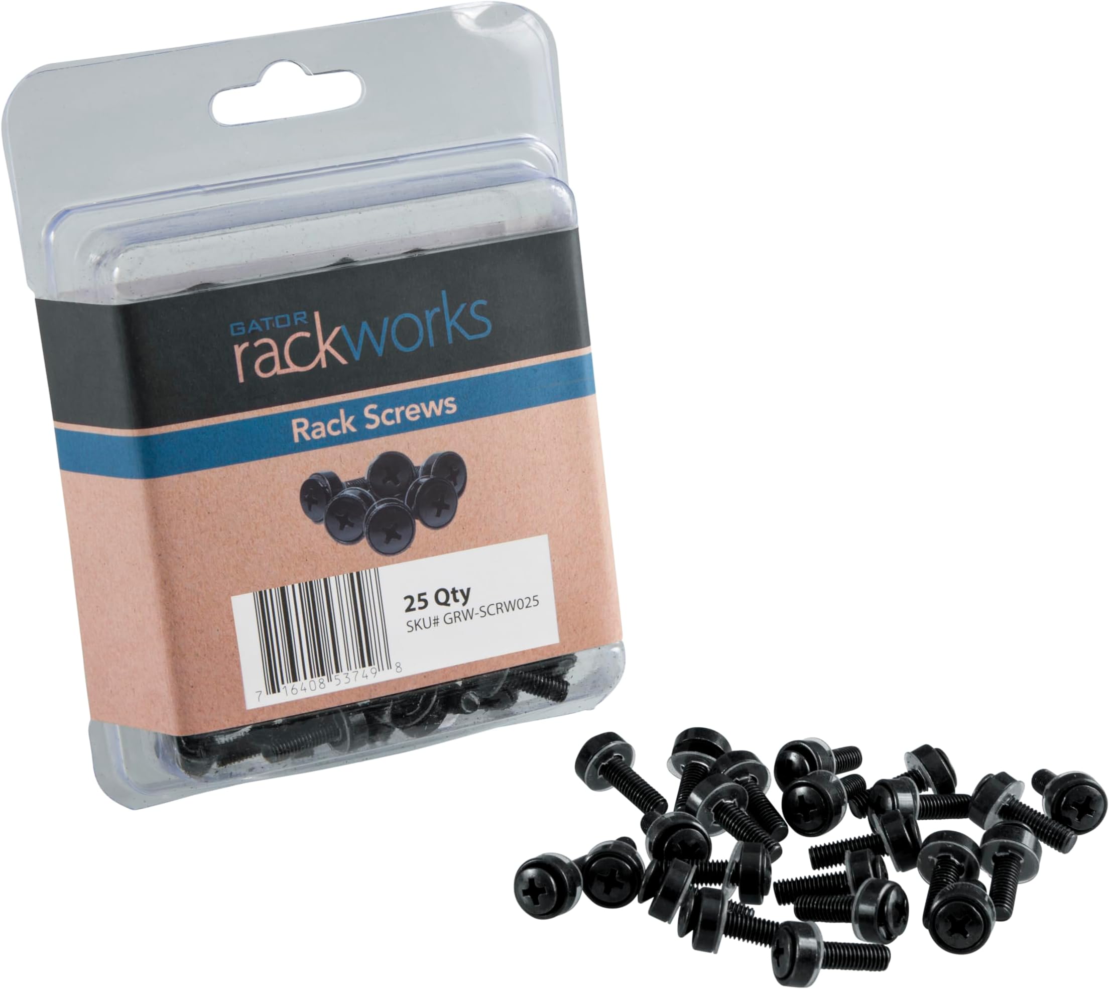 Gator Rackworks Standard Size Rack Screws, 25 Pack (GRW-SCRW025)