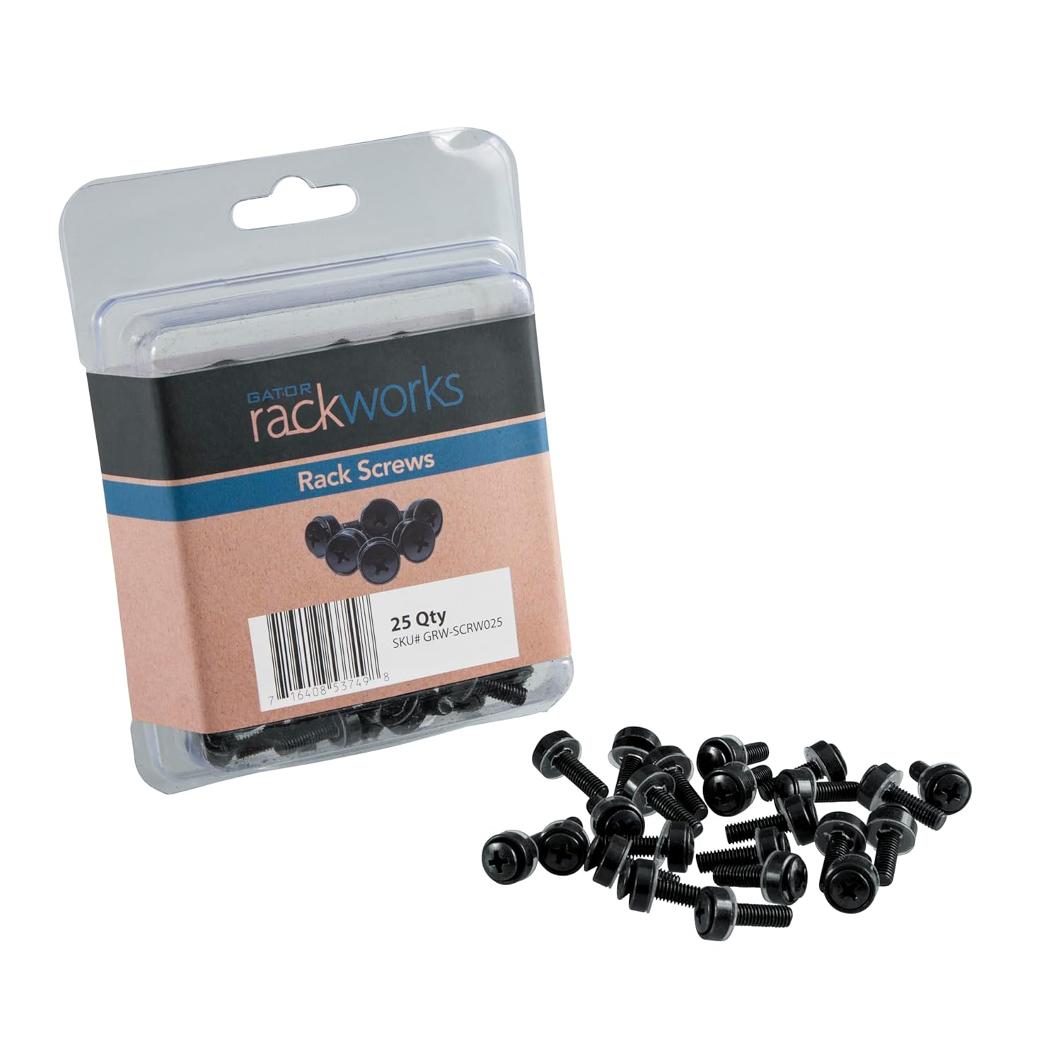 Gator Rackworks 10/32 Rack Screws 25 Pack (GRW-SCRW025) - Heavy-Duty Black Steel for Secure Pro Rack Mounting