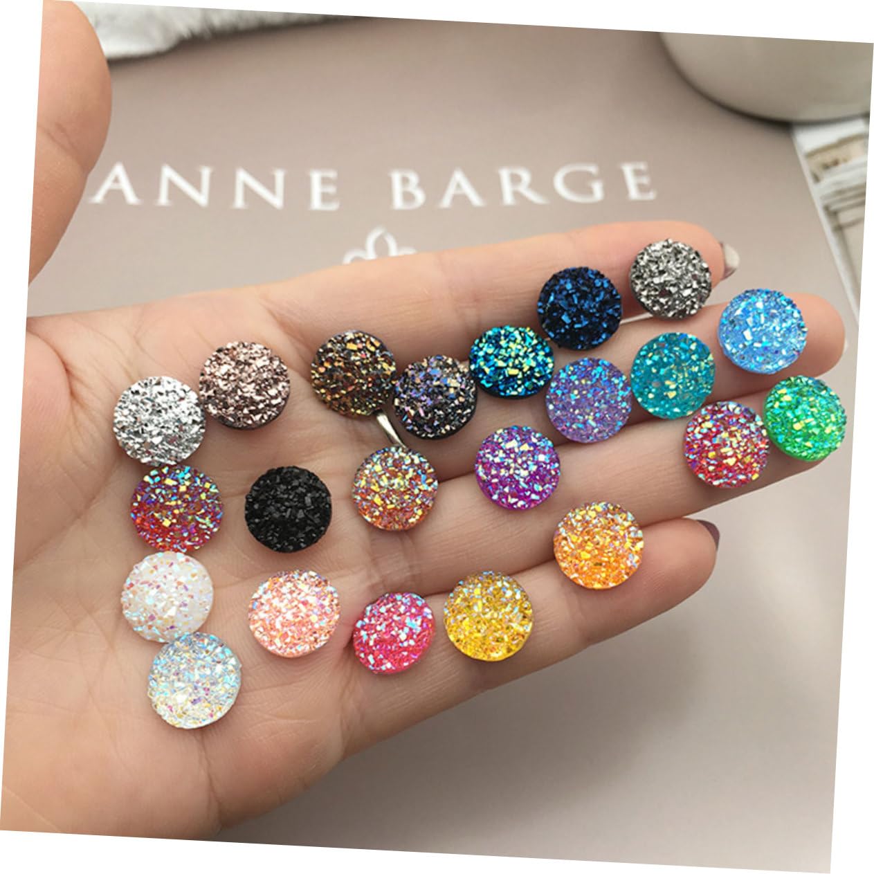 Gatuida 100pièces Résine Rond Strass Plat Brillant Fait Soi-même Bijoux Accessoires Crafting Couleur Aléatoire