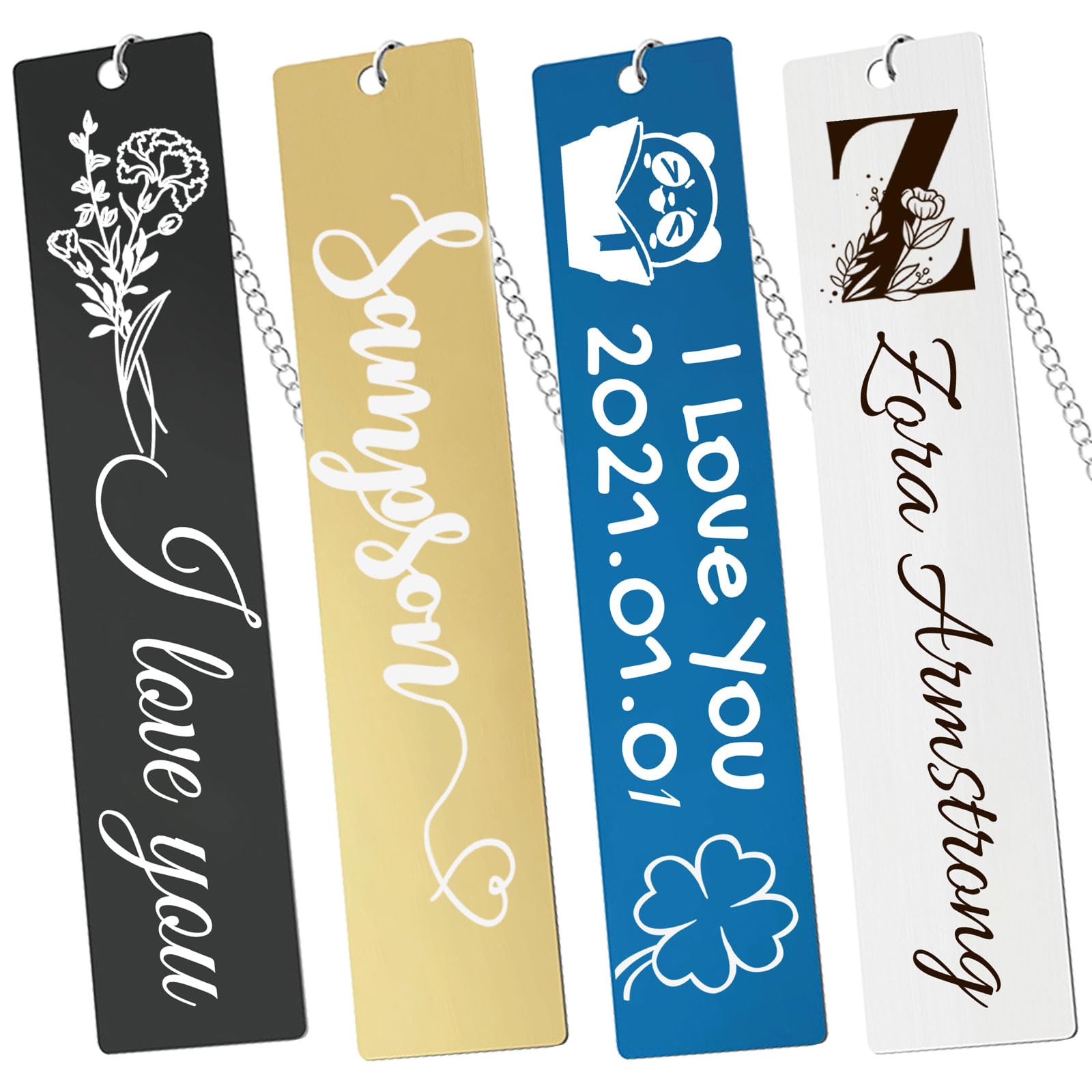 Marcadores de flores de nacimiento personalizados con nombre Grabado Marcador de metal para mujeres Hombres Niños Día de San Valentín Regalos de cumpleaños para amantes de los libros