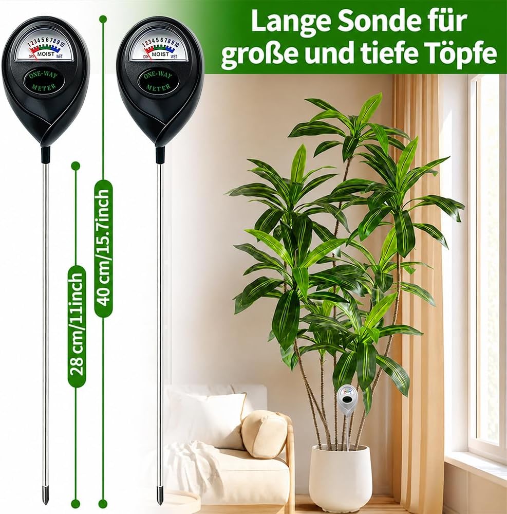 Pack of 2 Extra Long Soil Moisture Meter for Plants 40 cm [Black/Black] - Without Batteries - Improved Moisture Meter Plants [2026] - Premium Soil Tester image 3