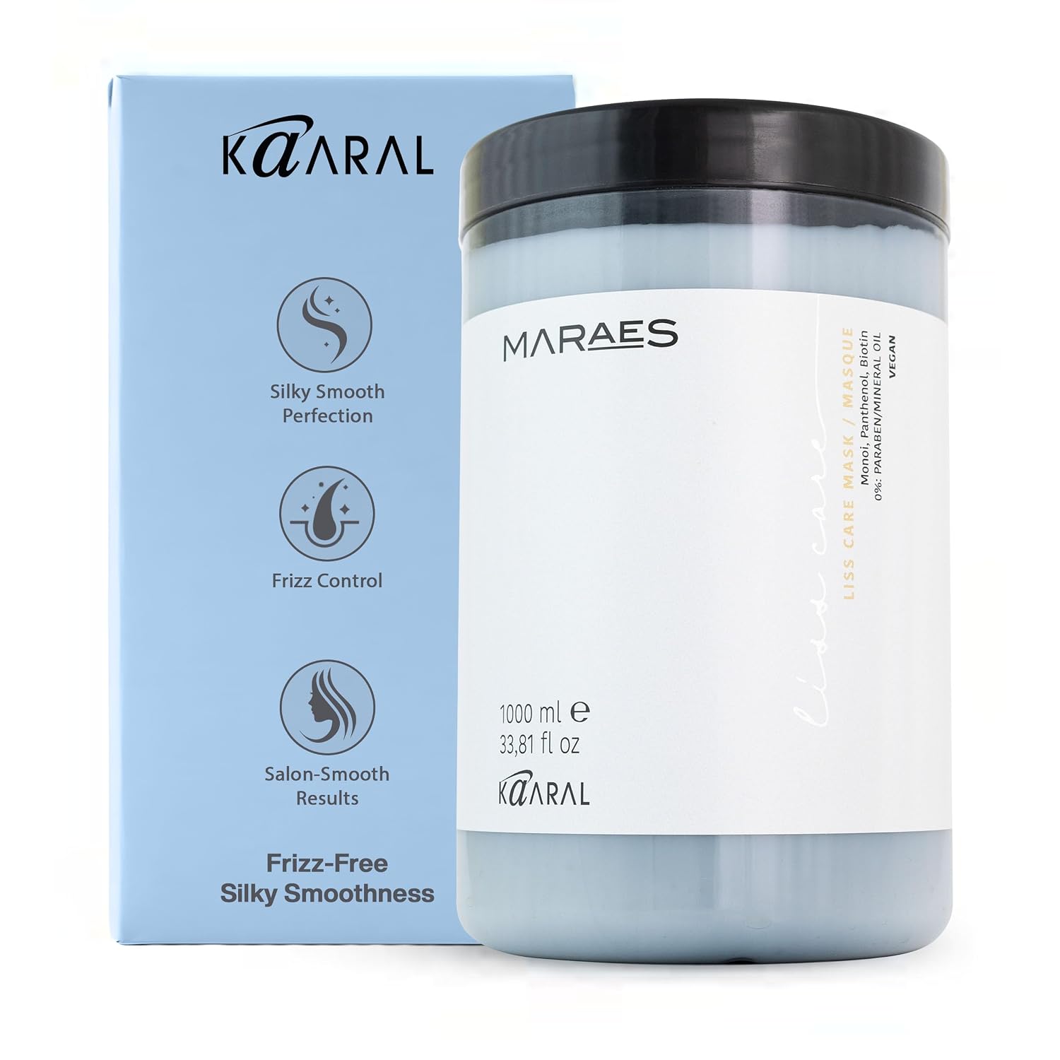 Kaaral Maraes Liss Care Mask - Hair Mask for Detangling and Control Cuticle Sealing - Certified Vegan, pH Balanced Formula Free of Paraben and Mineral Oil - Post Wash Conditioning Masque - 1,000 ml
