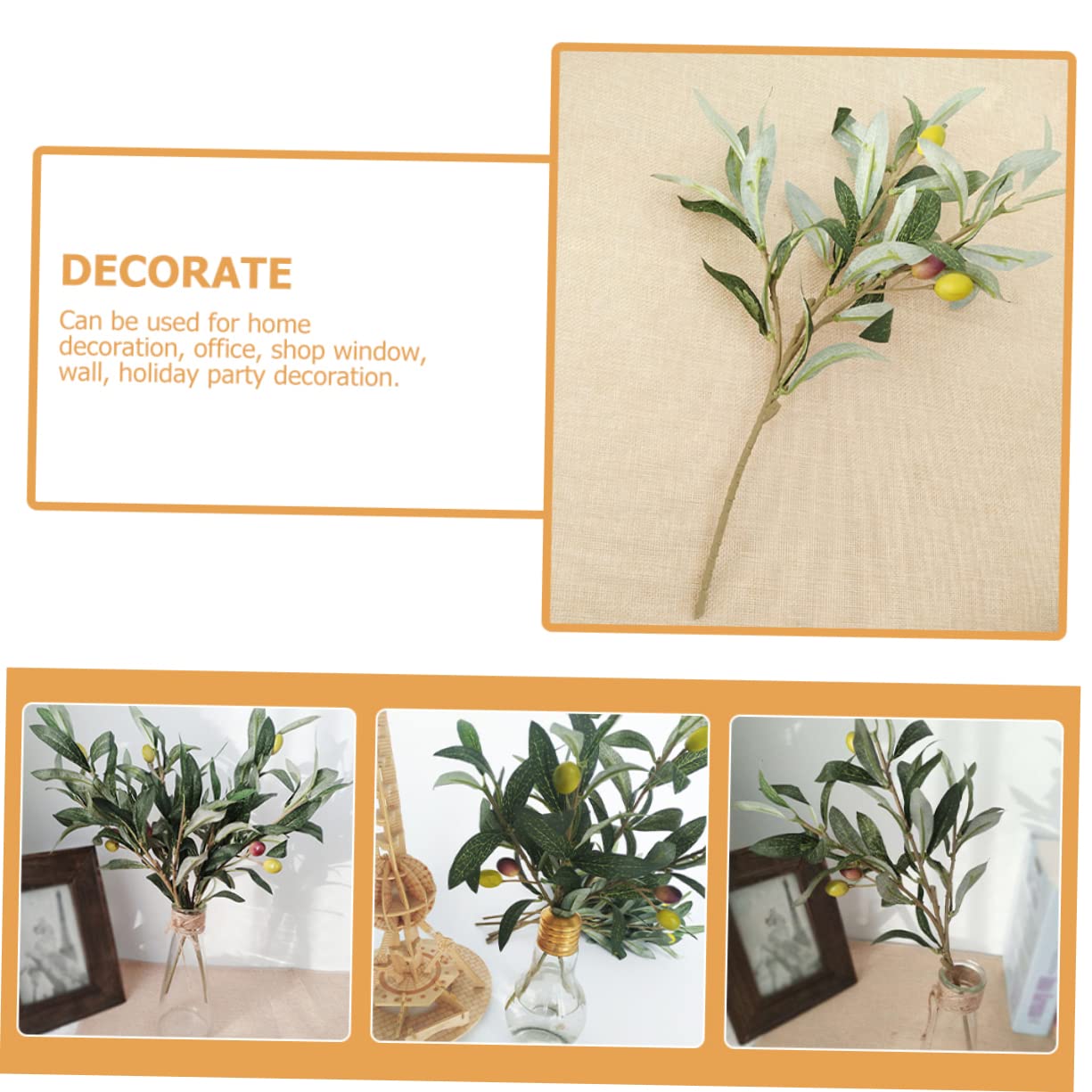 Amosfun 12pezzi Rami Di Ulivo Artificiali Foglie Decorative Per Decorazioni Di Casa Matrimonio Feste e Ufficio Piante Simulazione Realistiche Per Interni Ed Esterni