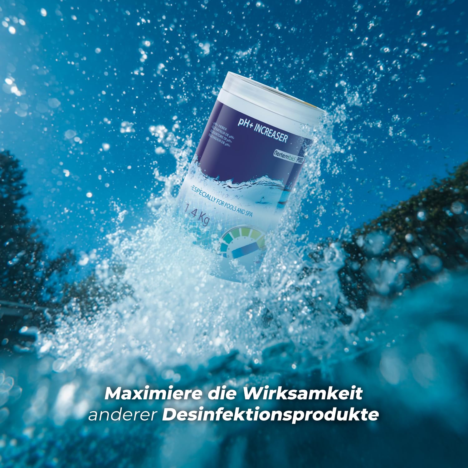Nortembio pH Plus Pool 6,5kg - pH Heber für Whirlpool & Schwimmbad - pH+ 100% Naturrein - Schnelle Wirkung für Kristallklares Wasser + eBook Profi-Tipps