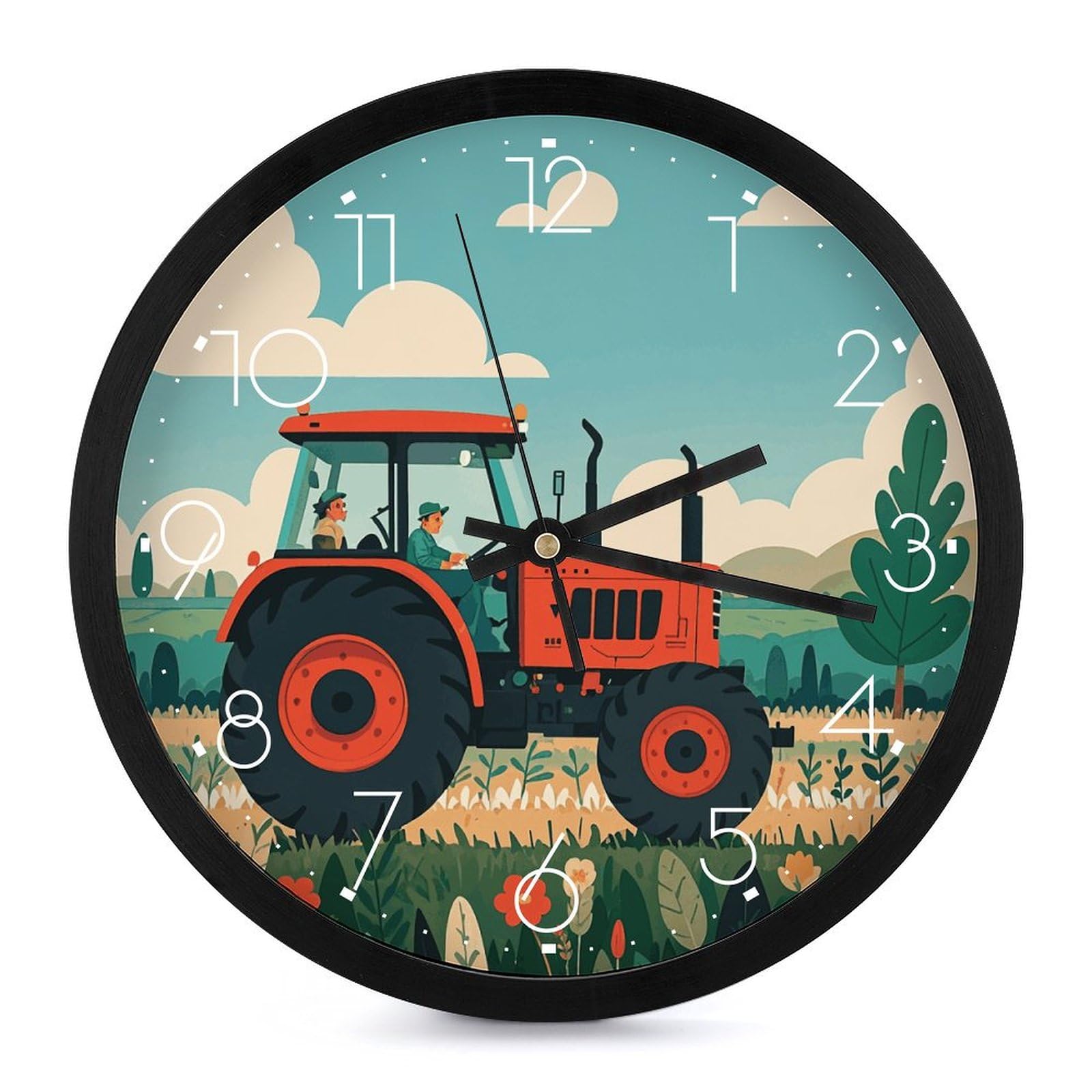 Horloge murale tracteur, le cadeau rond et silencieux idéal