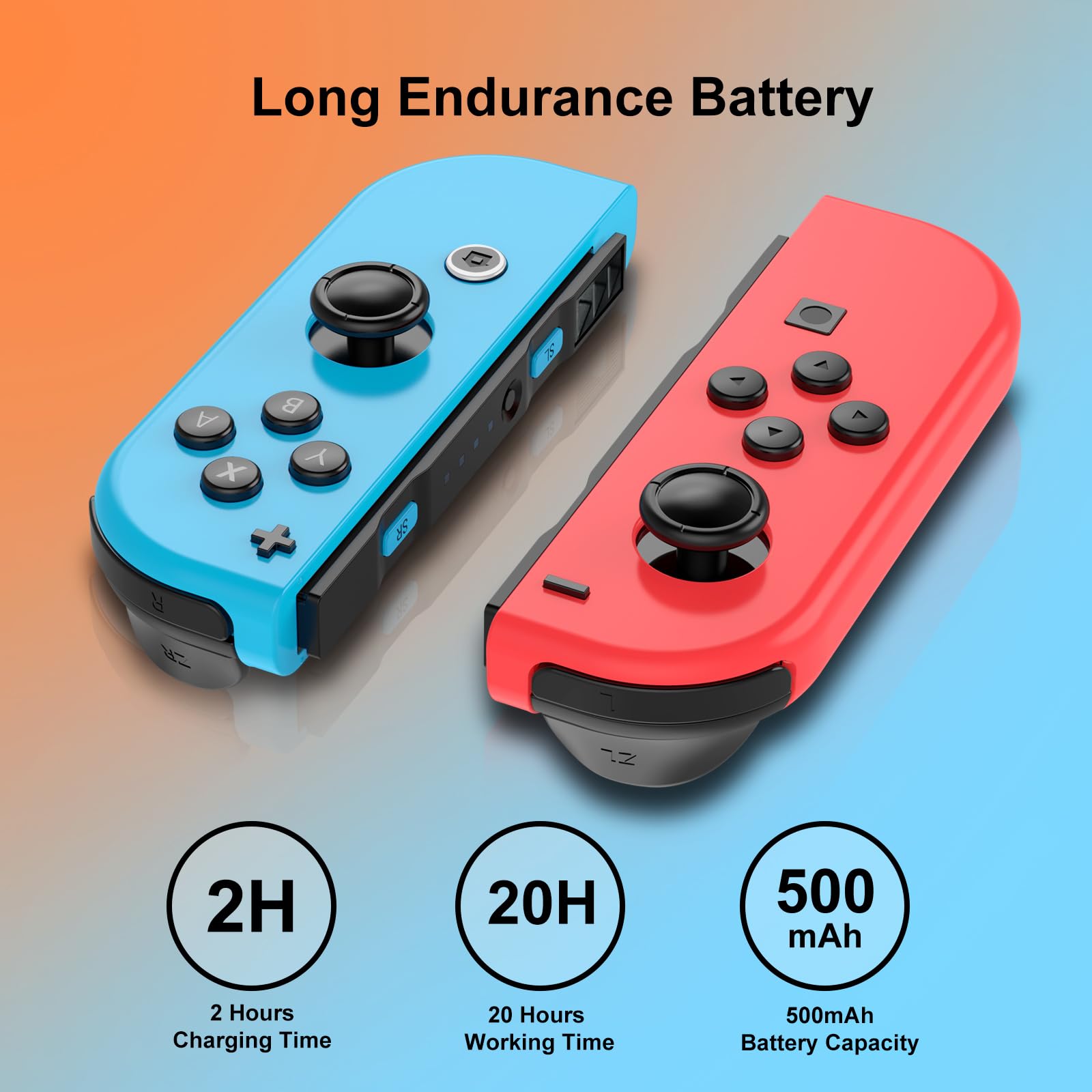 Wireless Switch Controller for Switch/OLED/Lite - Left & Right Joypad Replacement (Red&Blue). — view 5