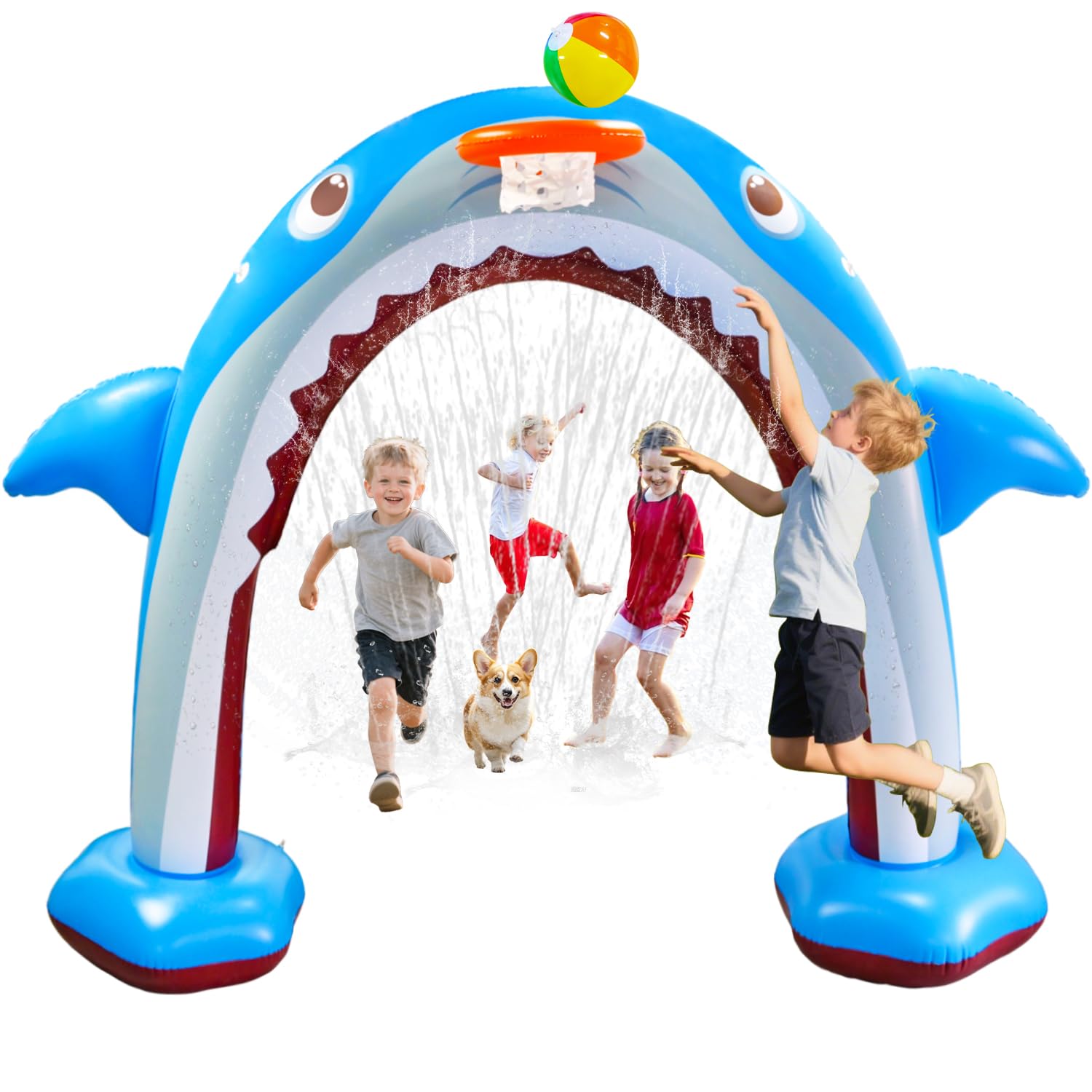 Photo 1 of 11Ft Inflatable Shark Sprinkler, Large Shark Arch Sprinkler Toys for Summer Outdoor Backyard Yard Lawn, Perfect Inflatable Shark Sprinkler Water Park Toy Games for Boys Girls