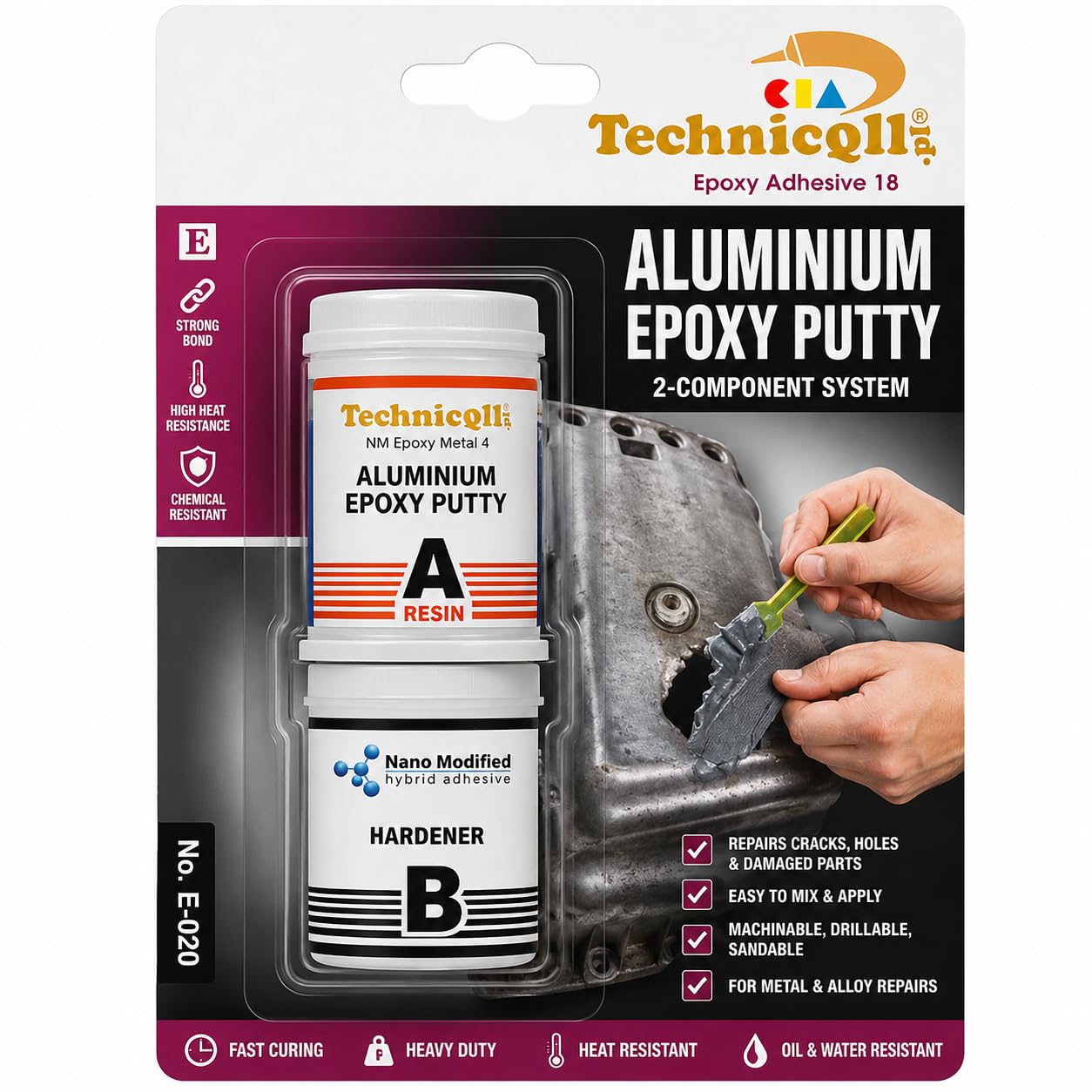 1 pâte époxy aluminium pour réparer les fissures dans les pièces métalliques, les blocs moteurs, les têtes de filetage, etc. 80 g