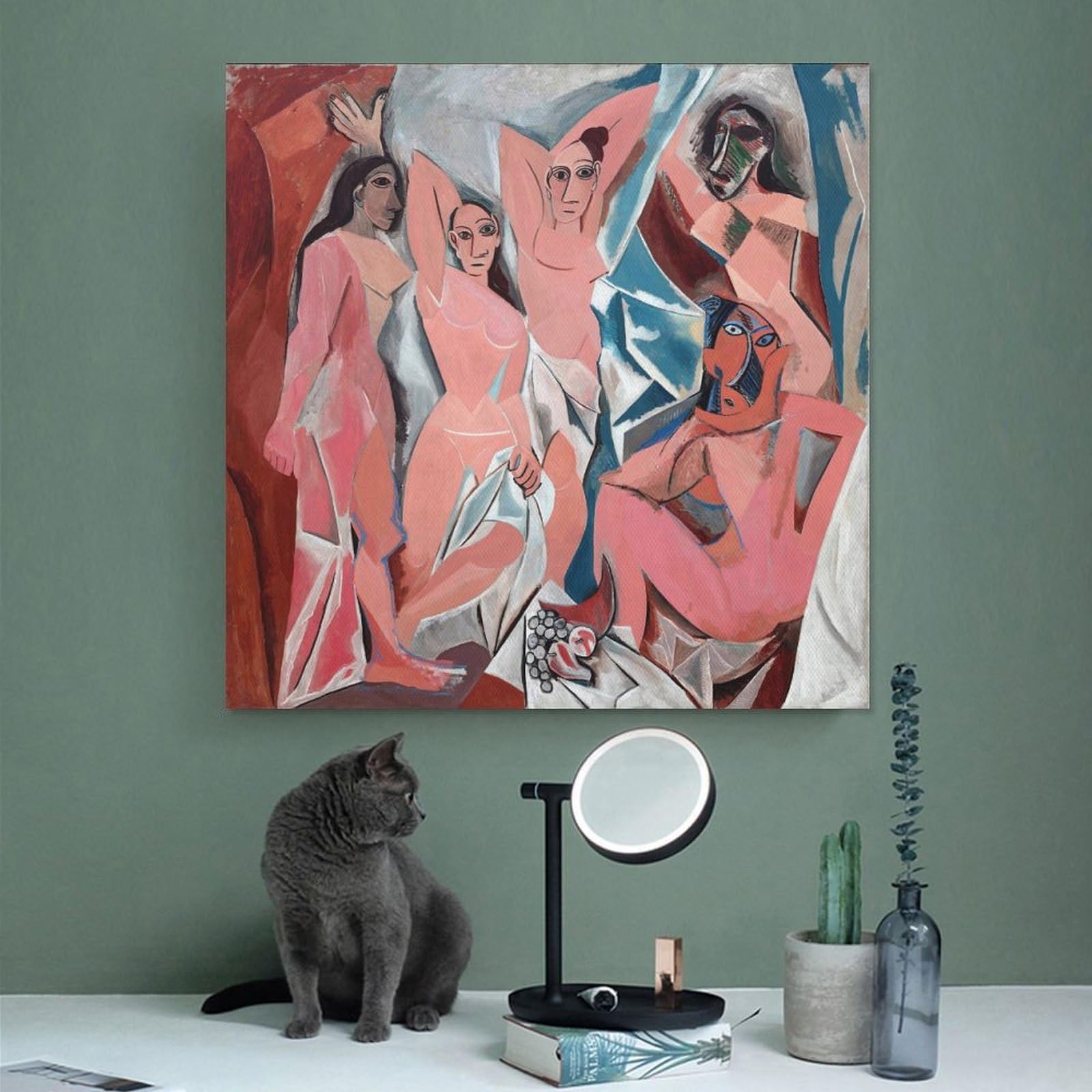 WCYB Póster de Pablo Picasso de Las Jóvenes Damas de Aviñón El burdel de Aviñón, impresiones en lienzo, pinturas decorativas para pared, sin marco, 61 cm de largo x 61 cm de ancho