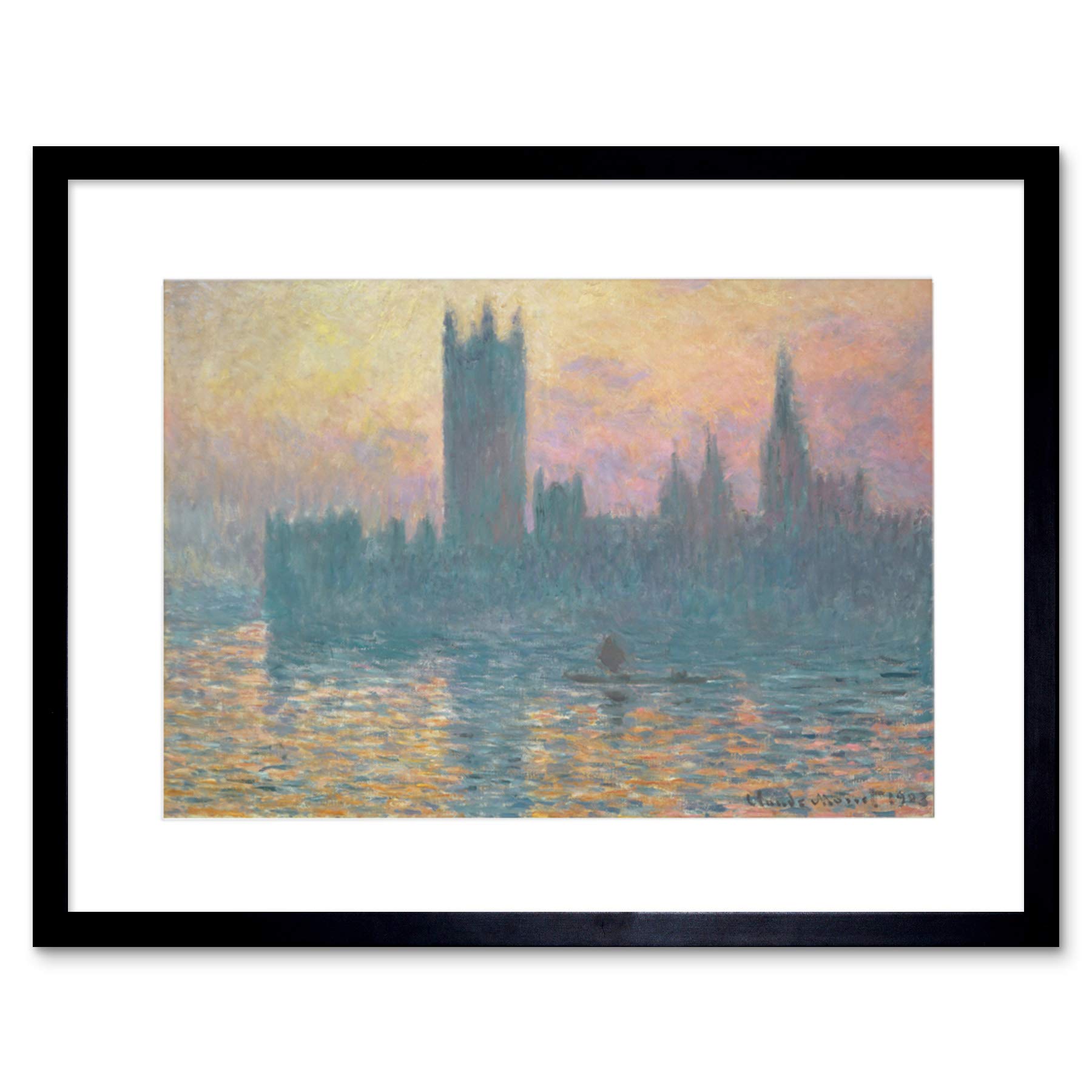 Wee Blue Coo Claude Monet French Houses Parliament Sunset Framed Wall Art Print