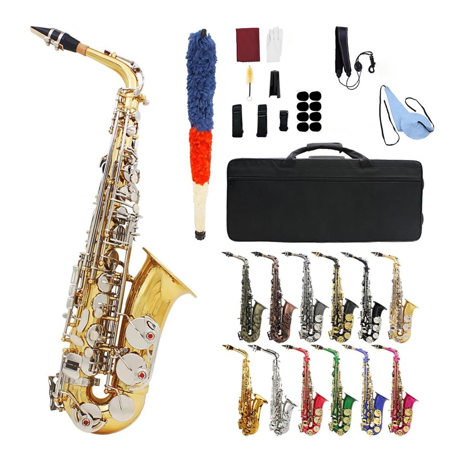 Zestaw Instrumentów Dętych Drewnianych Do Saksofonu Altowego Eb Z Korpusem Mosiężnym Saksofon