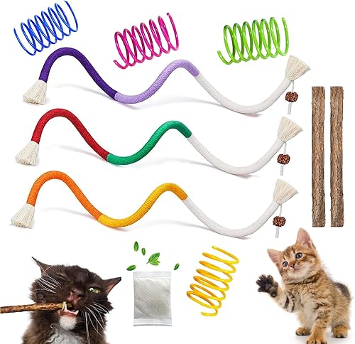 Miniatura 8 de itPlus Juguetes para gatos, cuerdas masticables Silvervine Sticks de hierba gatera para el cuidado dental de gatitos, juguete de limpieza de dientes