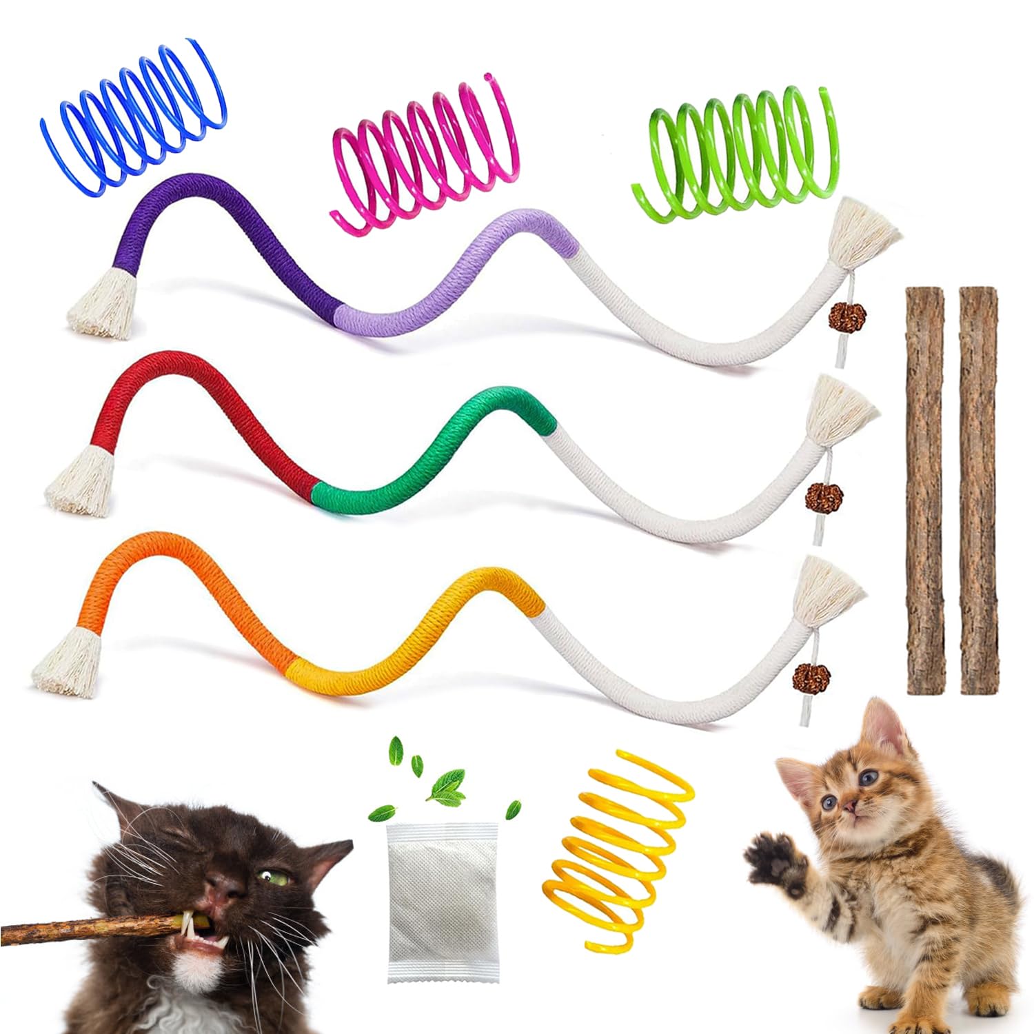 Cuerdas para masticar para el cuidado dental de gatitos y juguetes seguros para gatos
