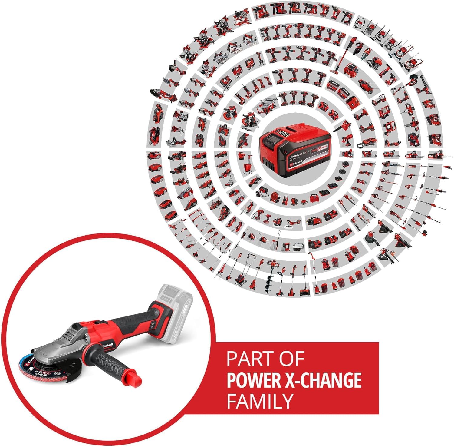 Smerigliatrice angolare a testa piatta Einhell Professional TP-AG 18/125 F Li BL-Solo Power X-Change (18 V, 700 W, disco Ø 125 mm, prof. 33 mm, brushless, incl. accessorio, batteria esclusa)