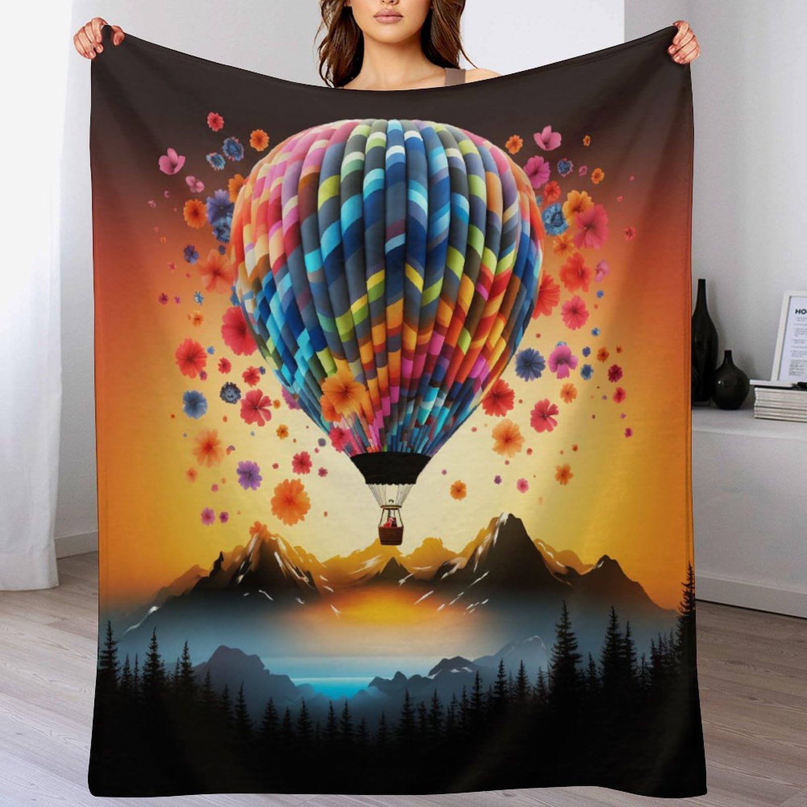 Couverture montgolfière chaude et lavable en machine pour résoudre le froid sur votre canapé