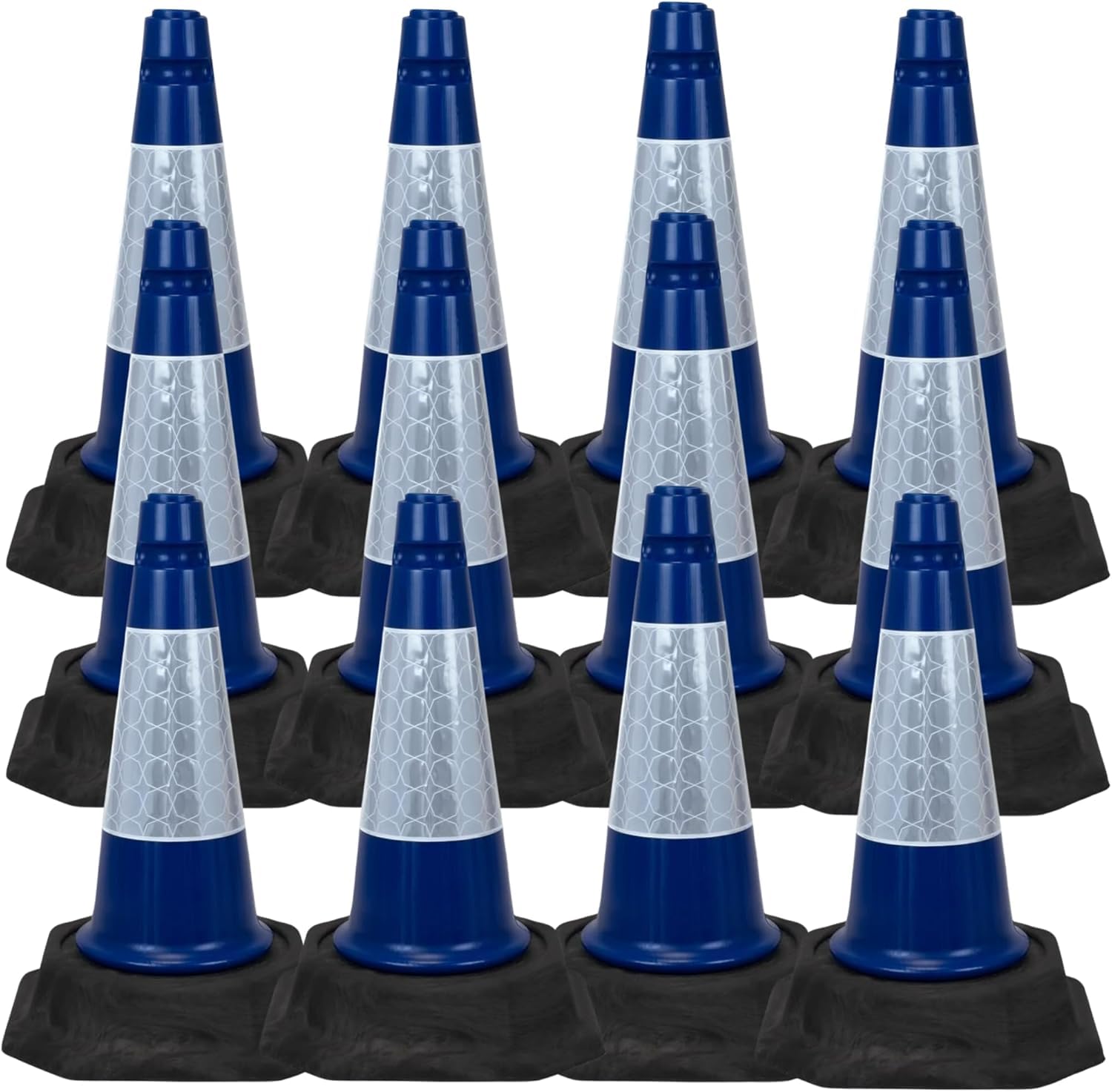 Street Solutions UK - 12 x 460mm Tall Traffic Cones Reflective Sleeve For Indoor And Outdoor Usage, Self Weighted Cones Are Manufactured In The UK Blue