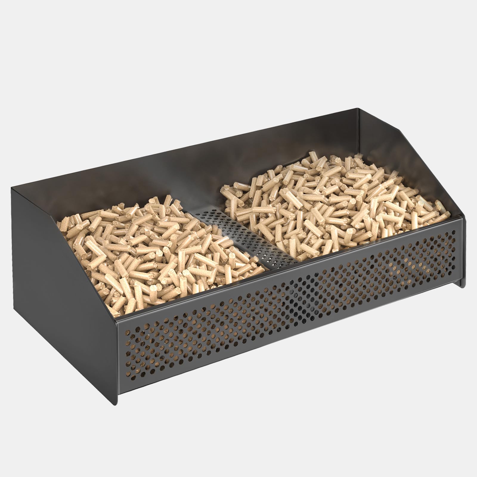 Cesta de pellets para estufa de chimenea, cesta para quemador de pellets, 50 x 25 x 17 cm, 3,2 kg, en estufa de leña o chimenea abierta, versión actualizada