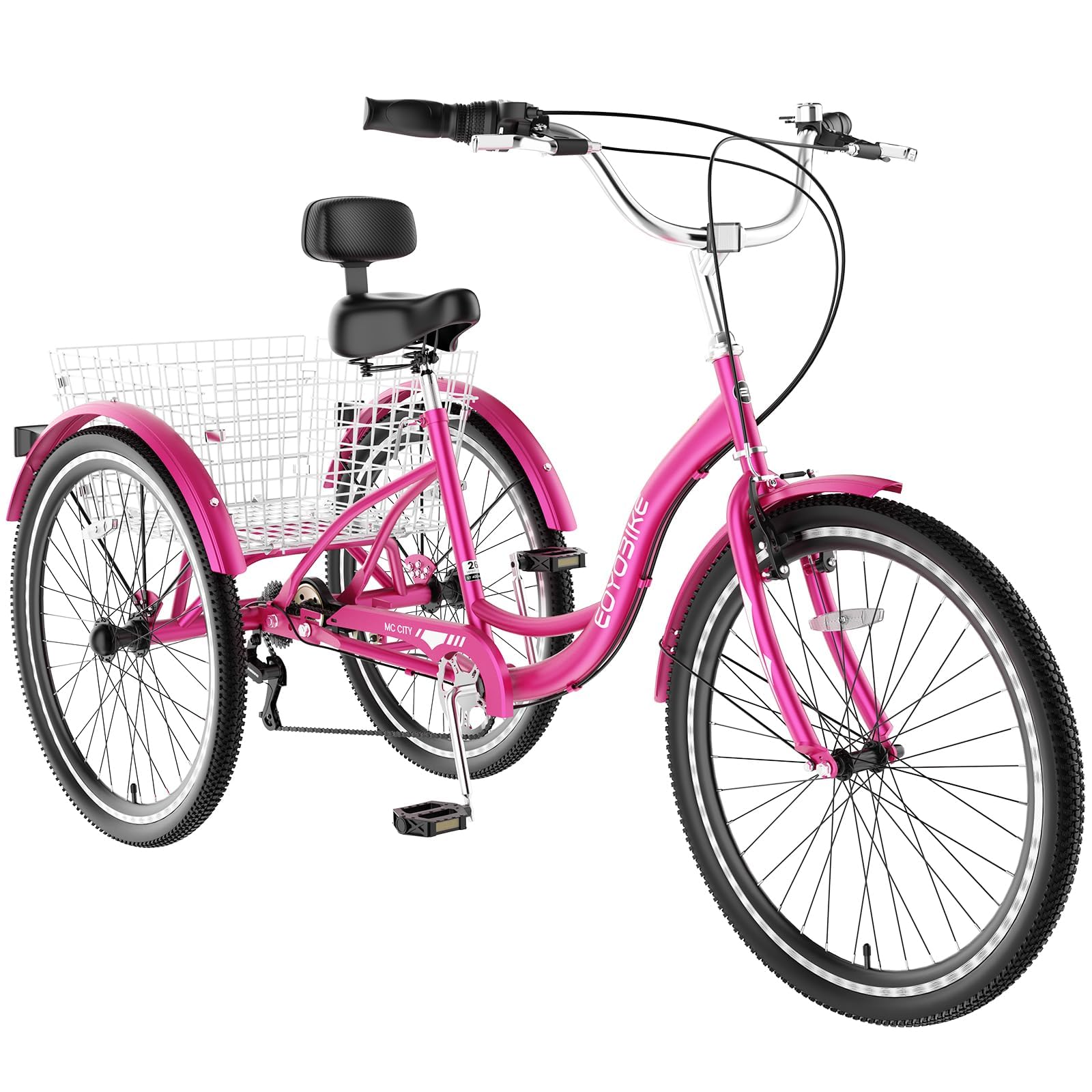 Adult Tricycle, 7 Speed Adult Trike, 20/24/26 inch 3 Wheel Bike with Basket