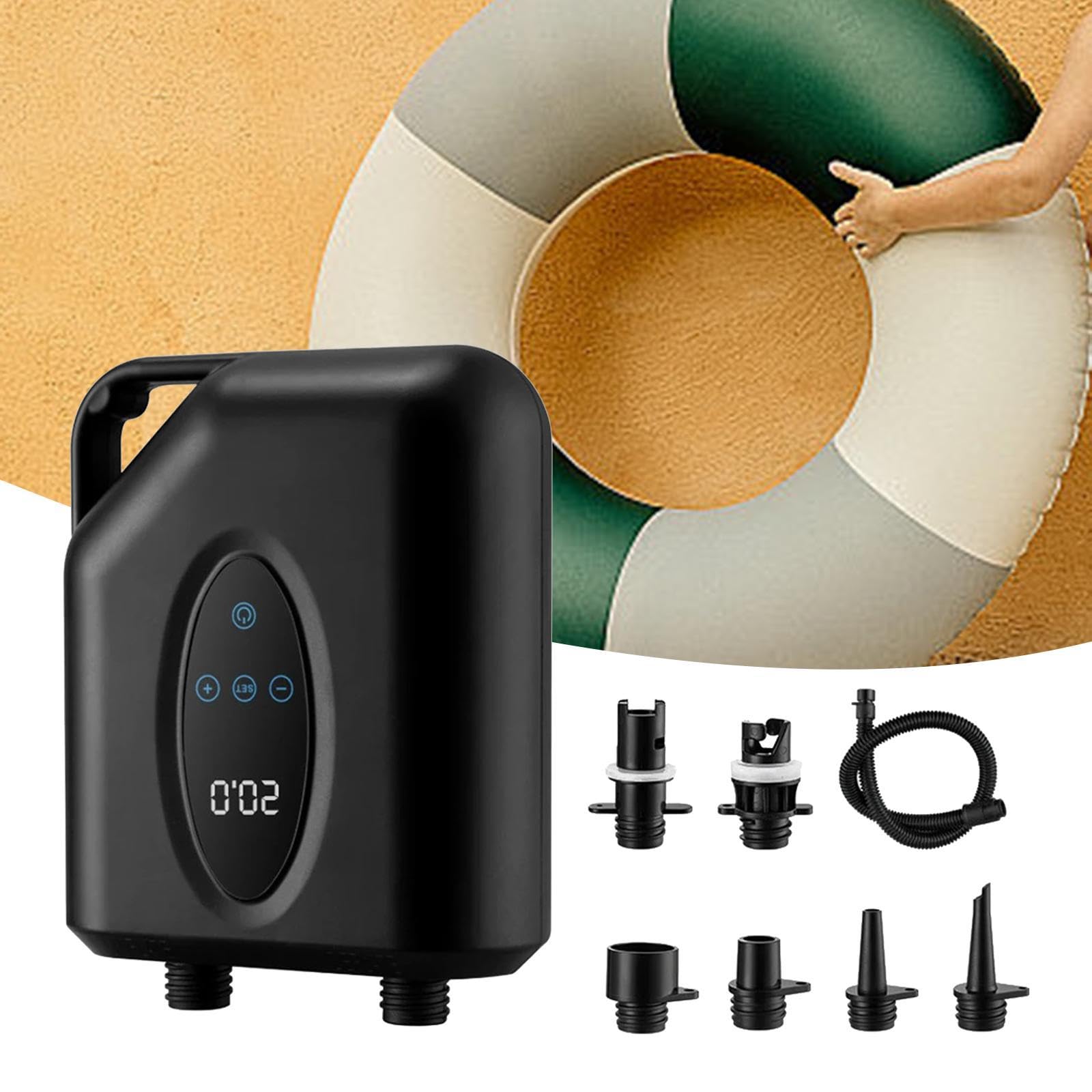 Pompa Elettrica Gonfiatore Digitale Automatica Portatile per Materassini Barche Piscine Adatto Viaggi Famiglia Tempo Acquatici