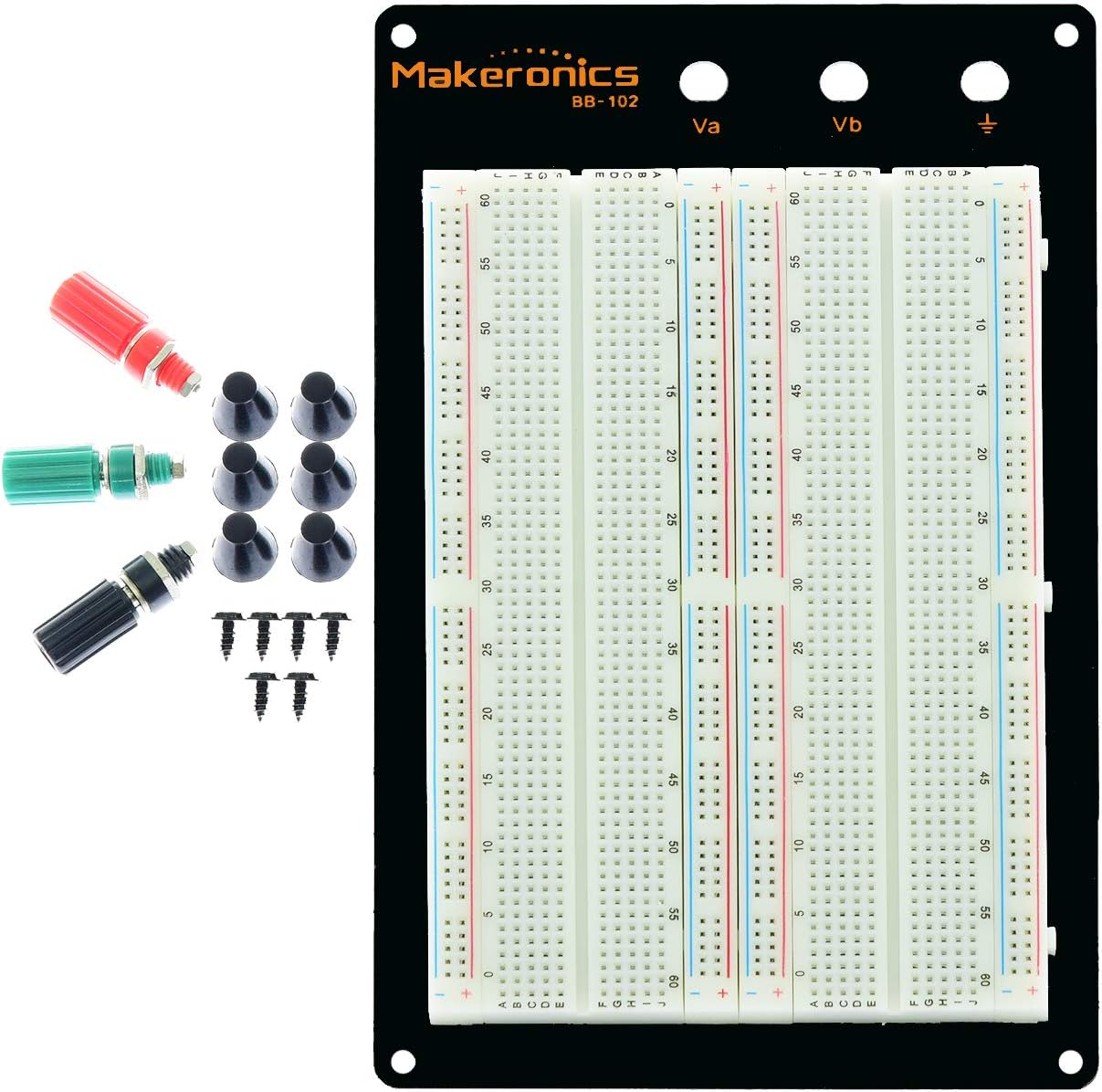 Makeronics Solderless 1660 Tie-Points Breadboard with Aluminum Back Plate for Circuit/Arduino/Raspberry Pi Prototyping Powered by Makeronics Technology