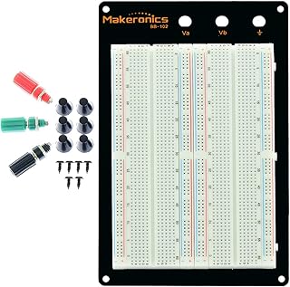 Solderless 1660 Tie-Points Breadboard with Aluminum Back Plate for Circuit/Arduino/Raspberry Pi Prototyping Powered by Makeronics Technology