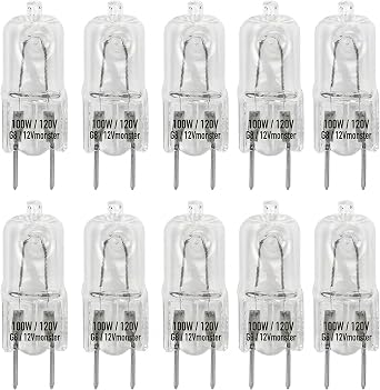 12Vmonster Specialty Lighting Value 10 Pack G8 100W 120V Dimmable Halogen Light Bulb Replacement Puck Lighting Under Counter Range Hood Appliance Kitchen Lamp 2 Prong Clear Lense 100 Watt Warm White