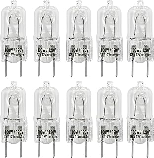 12Vmonster Specialty Lighting Value 10 Pack G8 100W 120V Dimmable Halogen Light Bulb Replacement Puck Lighting Under Counter Range Hood Appliance Kitchen Lamp 2 Prong Clear Lense 100 Watt Warm White