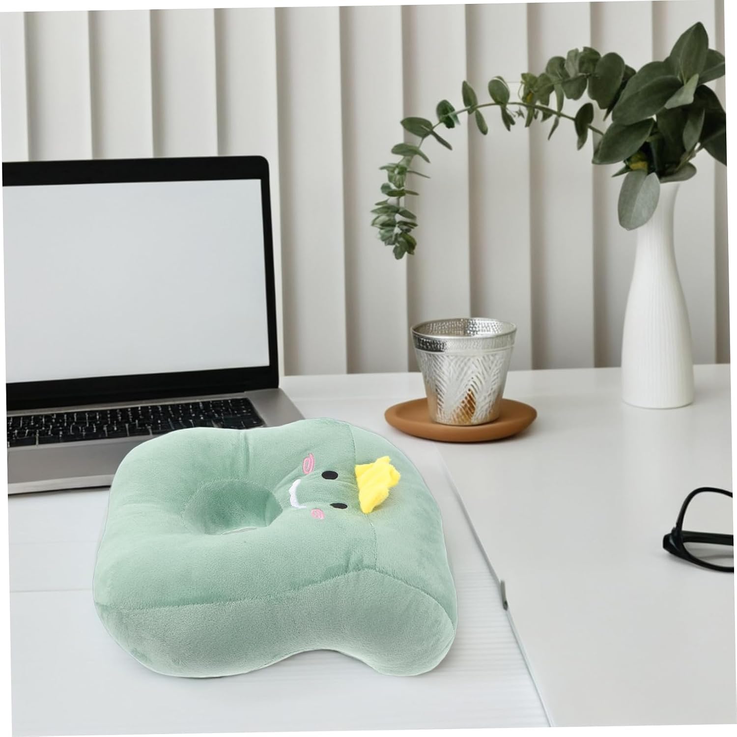 PRETYZOOM Ergonomic Desktop Nap Pillow with Ear for Comfortable Office Sleep Wear Resistant Breathable Cushion for Arm Relief and Ear Comfort Removable Washable Cover Cute Dinosaur Design