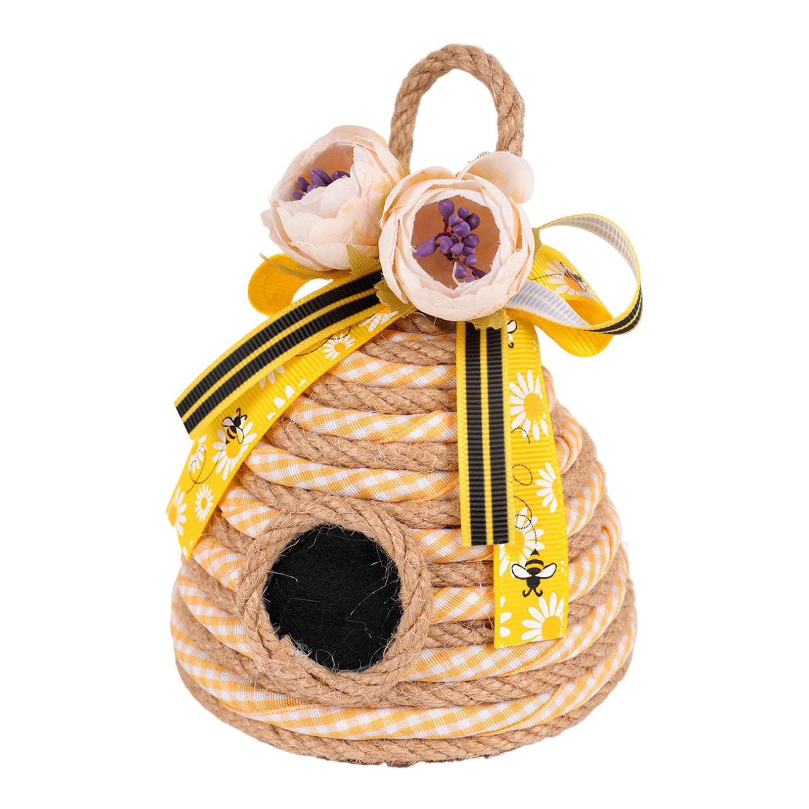 Kalttoy Yellowplaid Twine String Geometric Basket Natural Twine Cord Geometric Ornament Decorative Storage Organiser For Desktop Beekeeping Deck