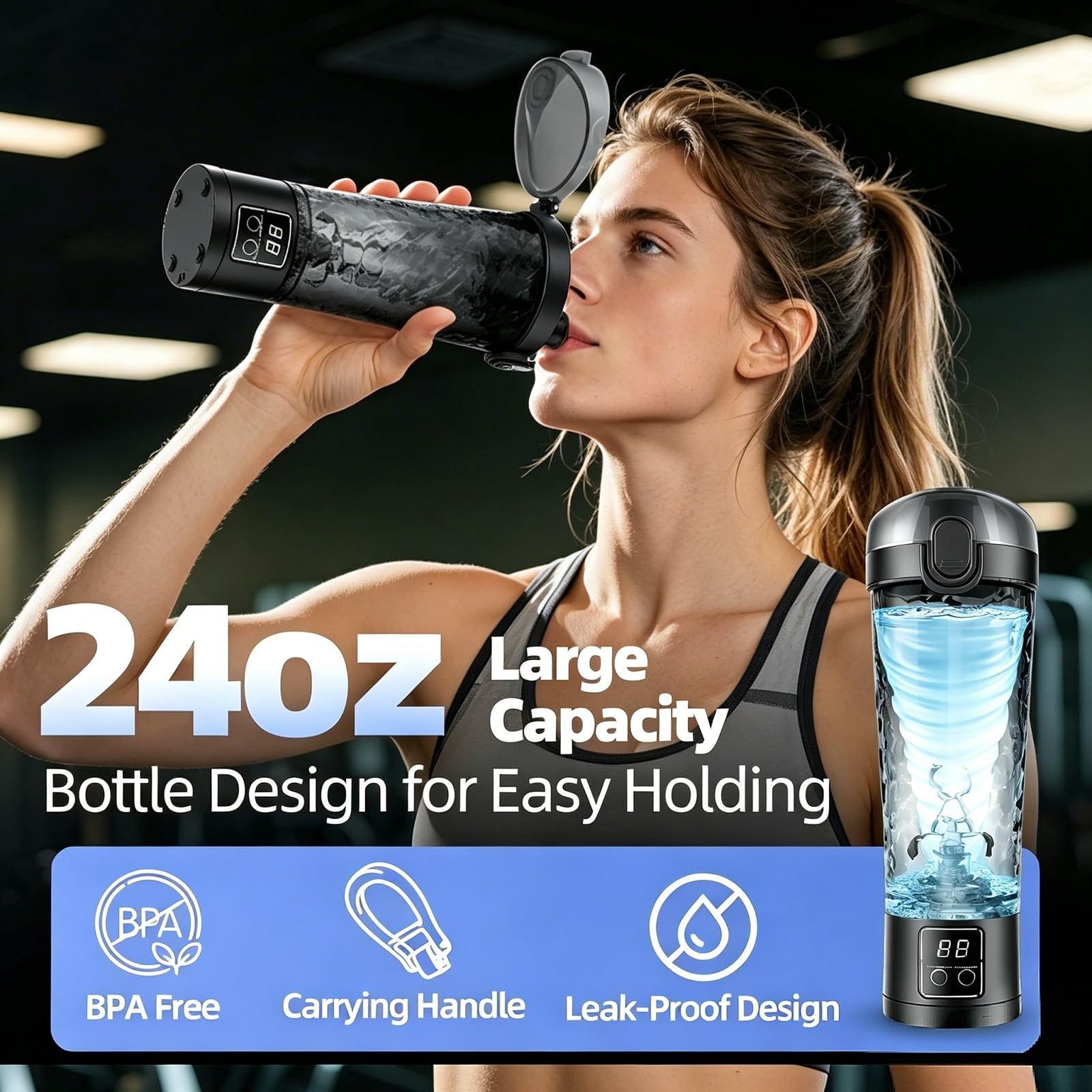 Shaker elettrico per proteine da 700 ml, shaker per proteine ricaricabile tramite USB | Frullati proteici a casa, palestra e viaggi, senza BPA, portatile