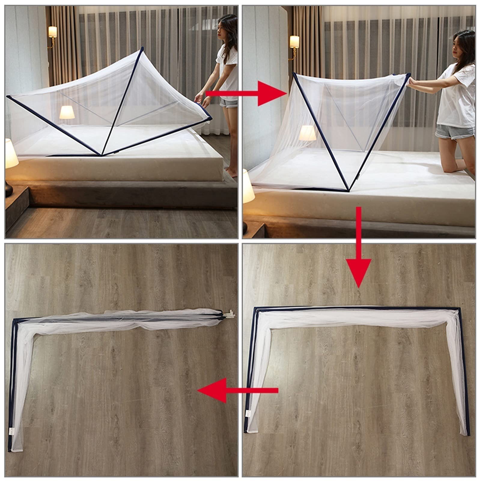 Moskitiera do domowego łóżka, przenośna moskitiera kempingowa, składana konstrukcja, bezpłatna instalacja moskitiery (kolor: niebieski, rozmiar: 80 x 190 x 80 cm)