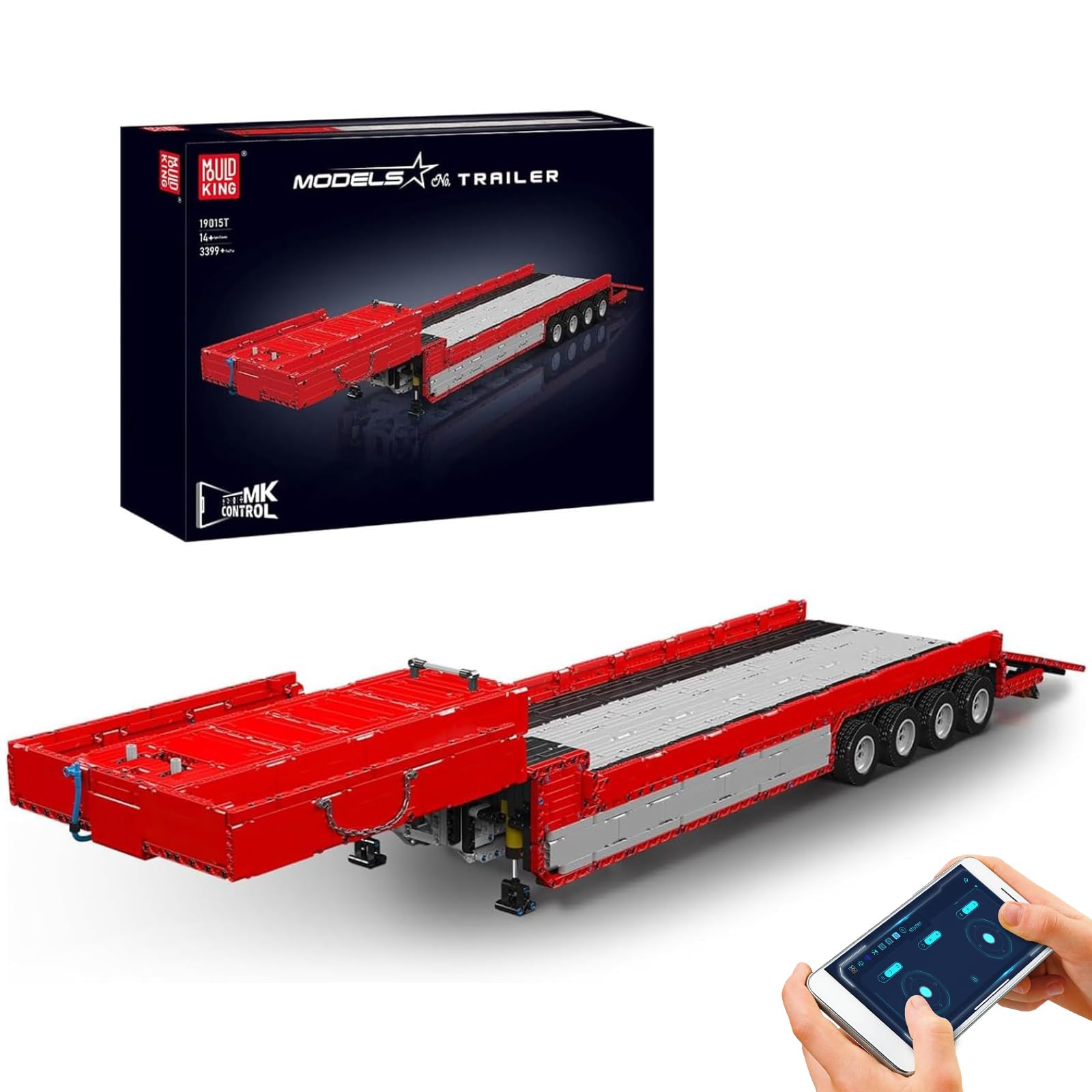 Mould King 19015T Kit di Blocchi di Costruzione per Trattore e Rimorchio, Serie di Ingegneria Mobile
