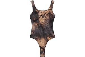 Stunning Acid Wash Tank Tops for Women - Ribbed Skinny Bodysuit