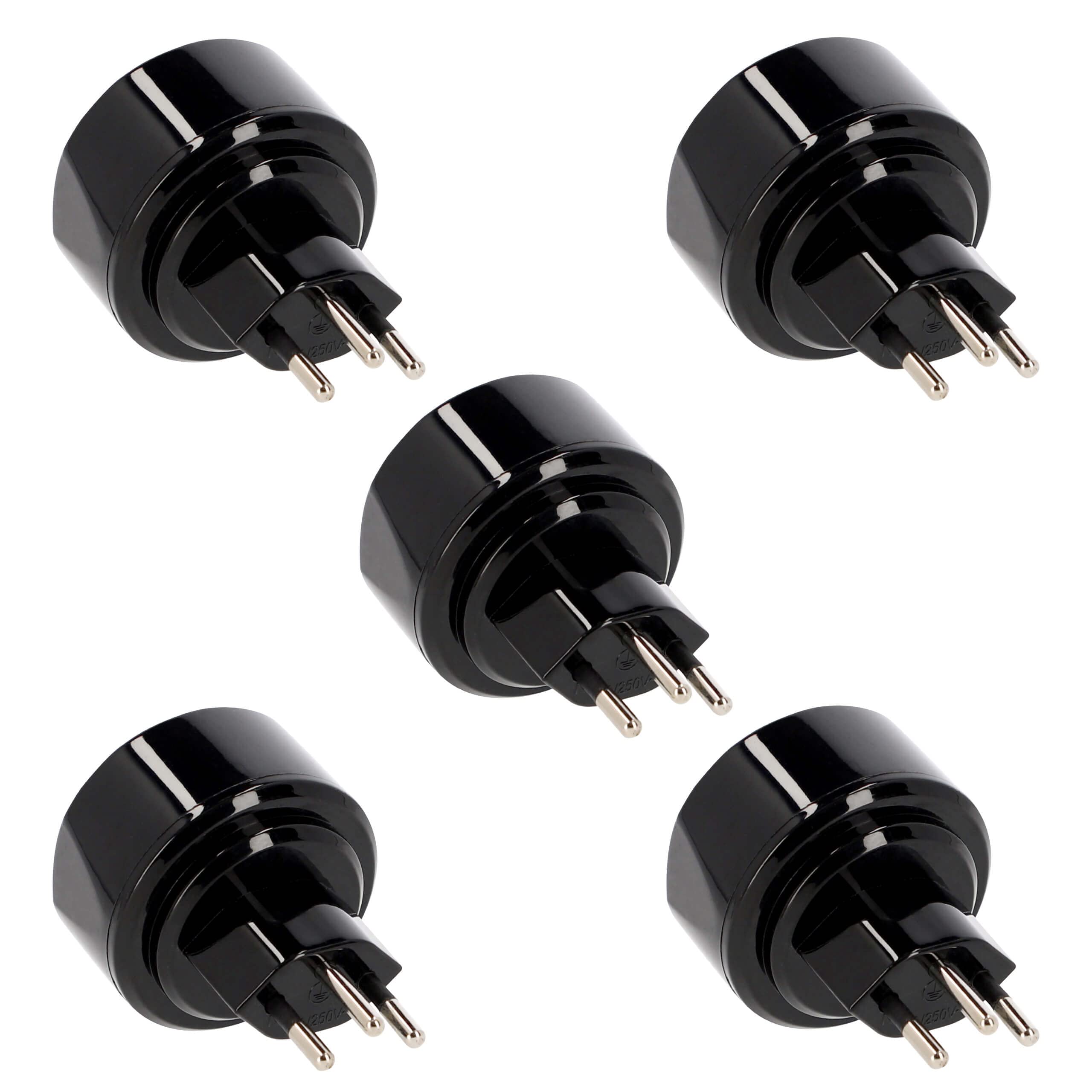 Brennenstuhl 1508642 - Adattatore da viaggio con terra 10A, colore: nero 5 pezzi