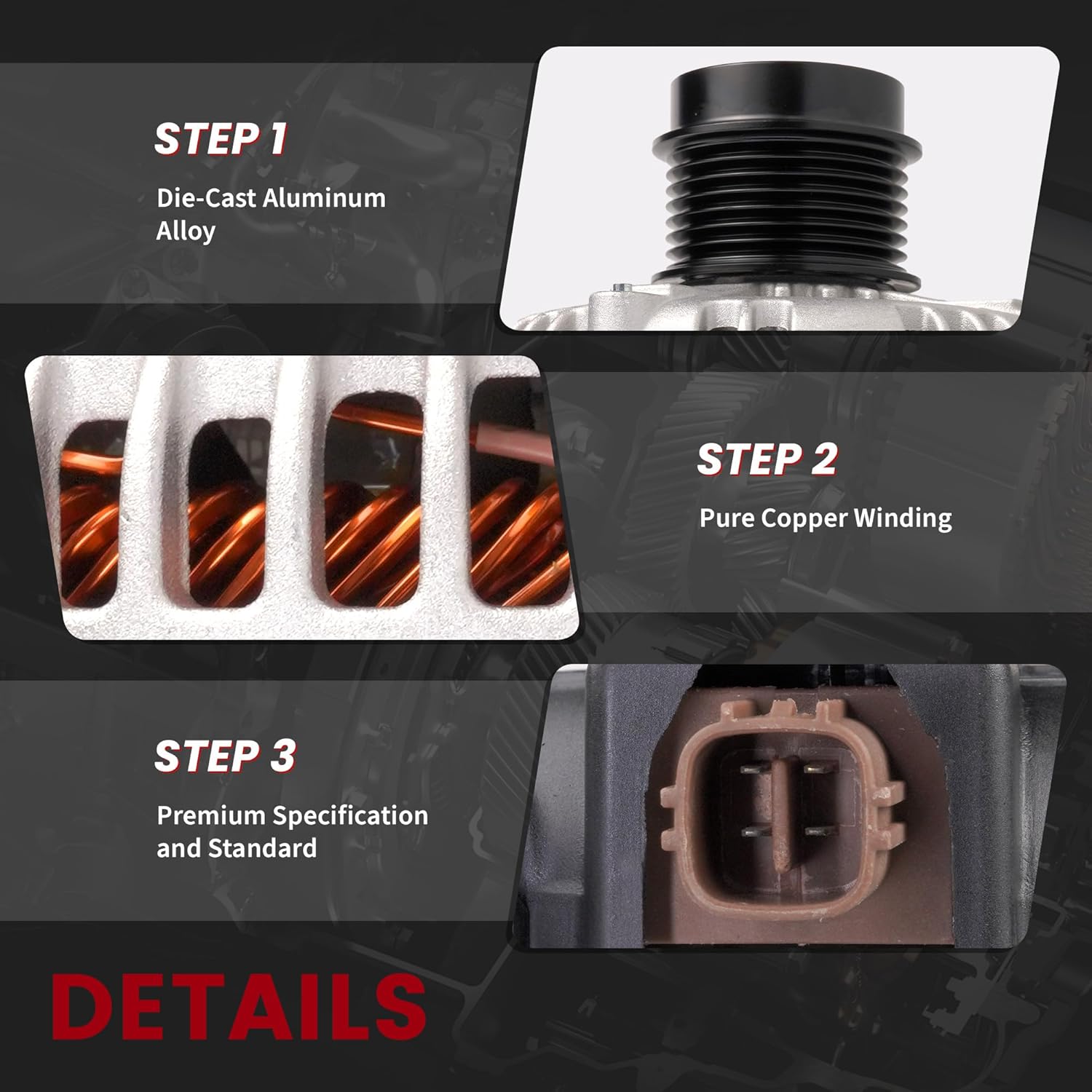 Alternator for/Toyota Camry 2007-2009,Corolla 2009-2010,Matrix 2009-2013,for/Pontiac Vibe 2.4L L4 OE# 27060-0H110,400-52167R,100Amp 12V 7 Grooves Pulley