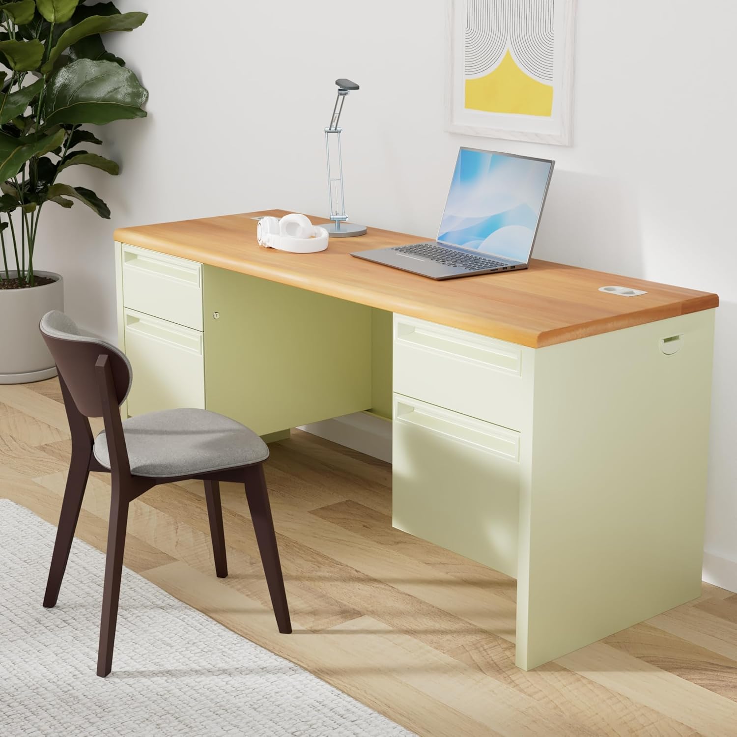 HON Credenza with Kneespace, 72 by 24 by 29-1/2-Inch, Harvest/Putty