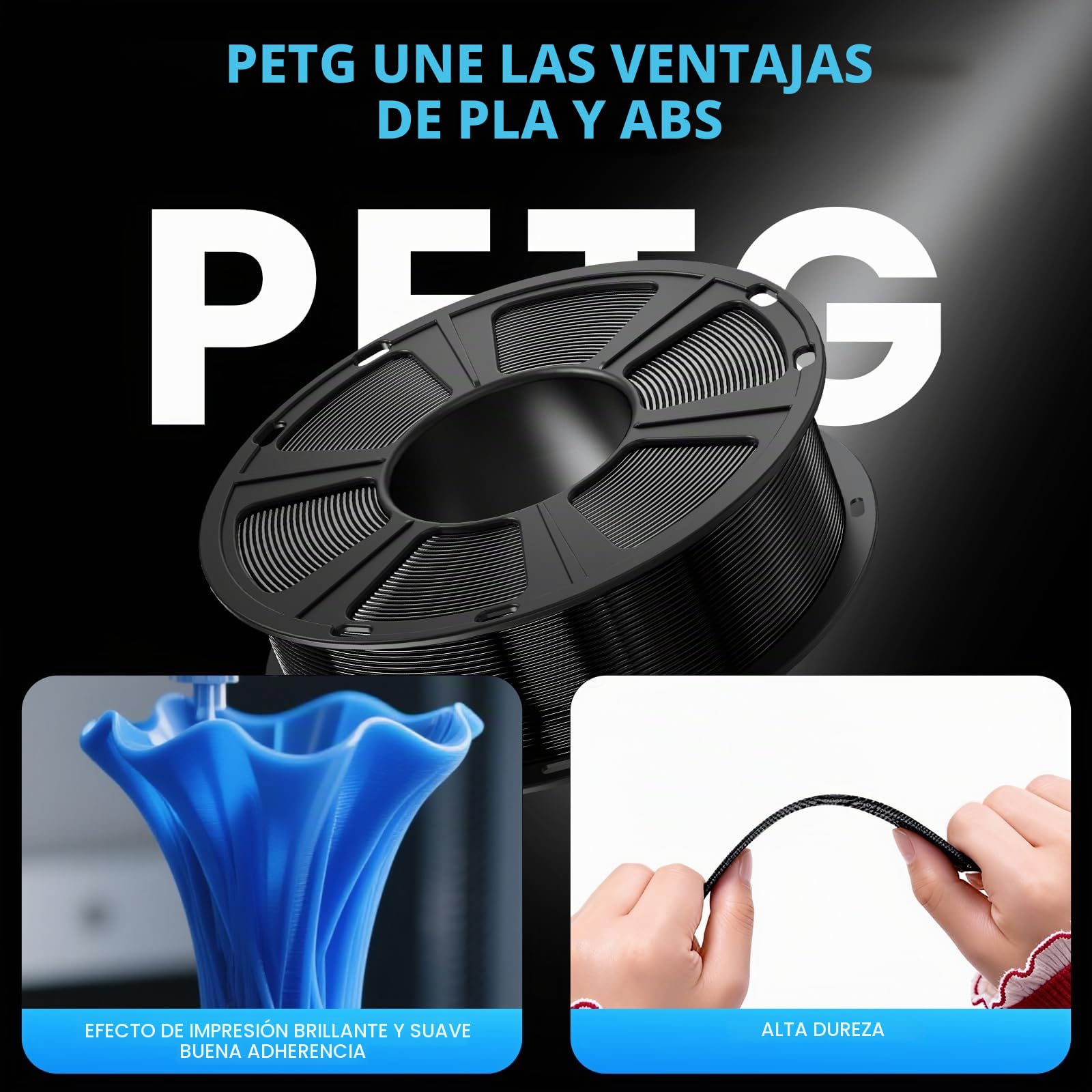 PETG Filamento, Filamento de impresora 3D, GIANTARM PETG filamento 1,75mm 1kg, Precisión dimensional +/- 0,03 mm,Blanco(2PCS)
