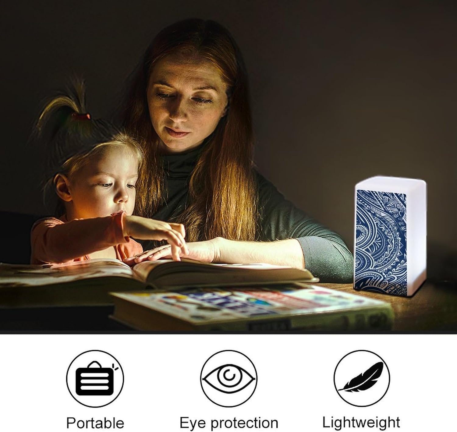 Desk Lamp for Office Home Dimmable Small Desk Lamp Blue Polynesian Maori Tribal Pattern Battery Operated Lamp for Reading Study Work