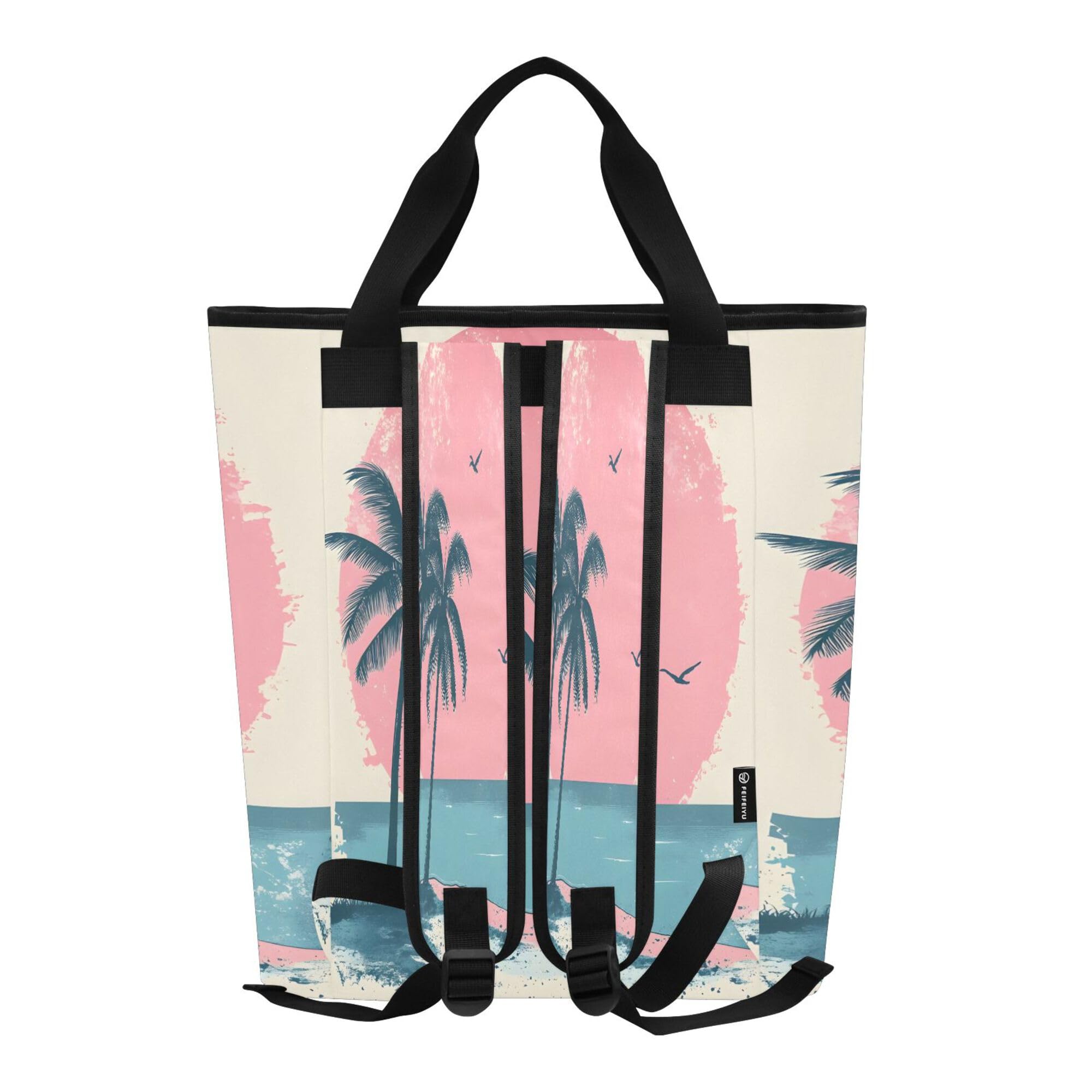 PYBUG Tropical Palm Trees Reusable Insulated Backpack 36 Cans,Large Leakproof Portable Cooler Tote Organizer for Office Picnic Hiking Beach BBQ