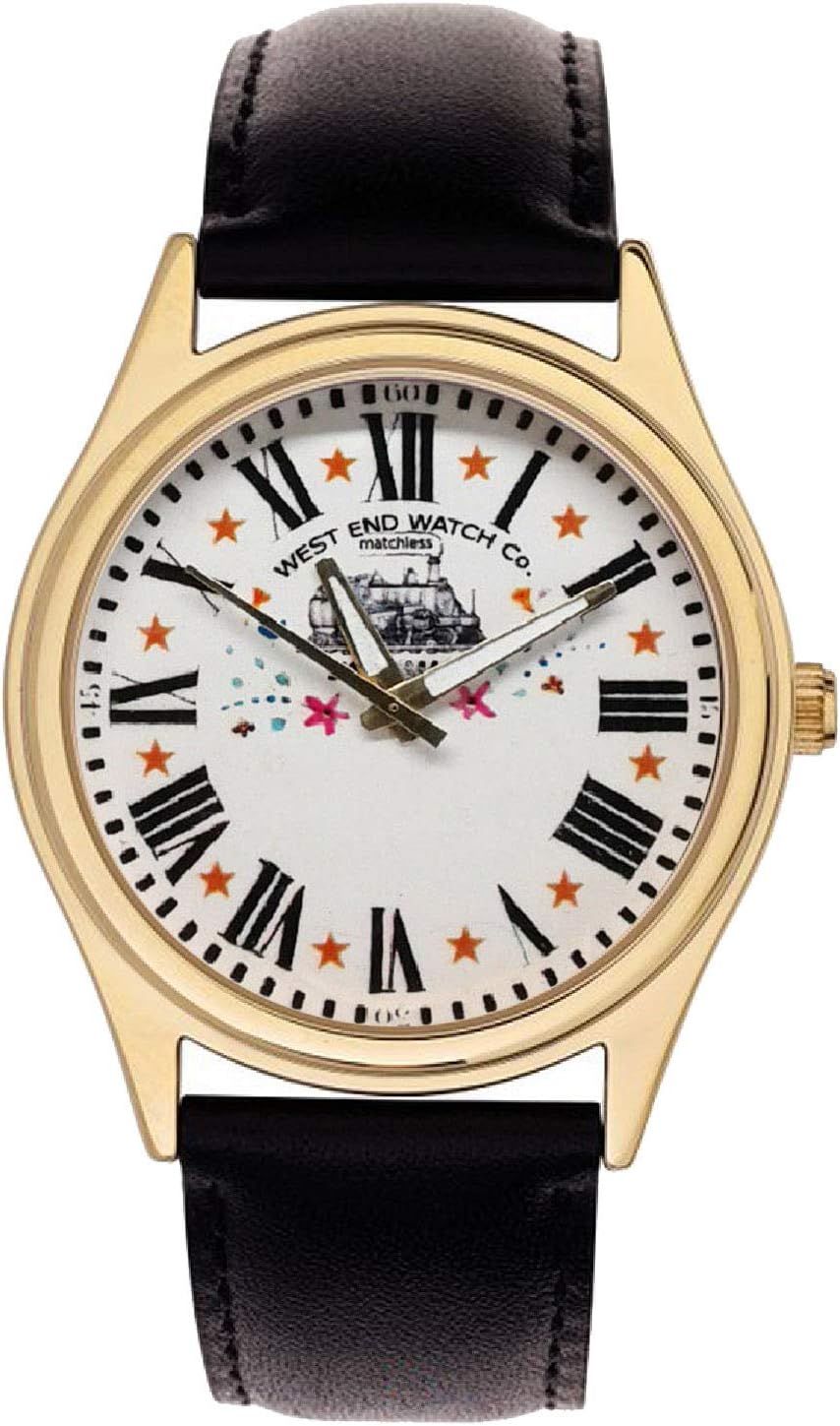 Vintage West End Railway Art Steam Engine Railroad Regulator Massive 44 mm Collectible Wrist Watch