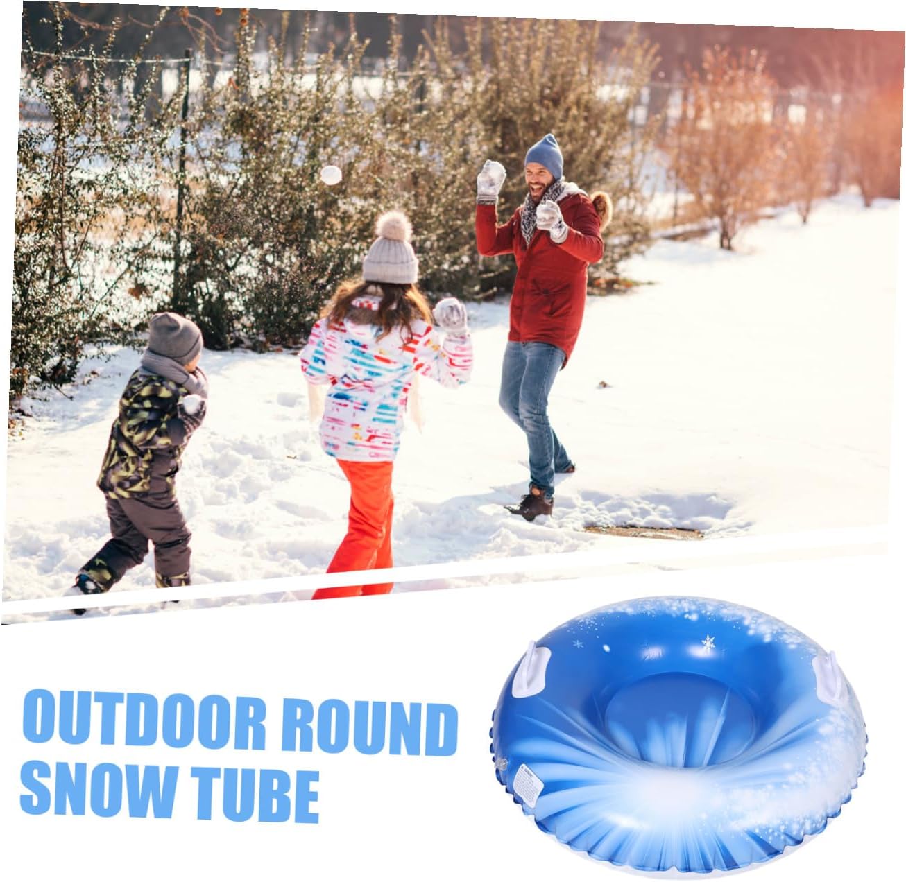 Didiseaon Inflatable Snow Tube for Outdoor Sledding PVC Heavy Duty Snow Sled with Handles and Outdoor Fun