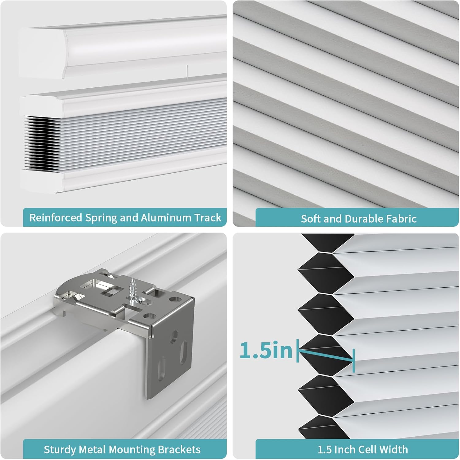 MYshade Custom Size Cellular Shades Cordless, Blackout Top Down Bottom Up Honeycomb Blinds, Thermal Insulated Energy Saving Room Darkening Window Shades for Indoor Windows, Easy to Install, White