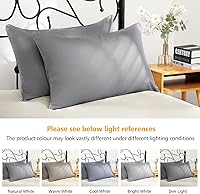 Vista 9 de Juego de 2 fundas de almohada de algodón gris con cremallera oculta, fundas de almohada ultra suaves con ribetes para un fácil cuidado, 600 hilos