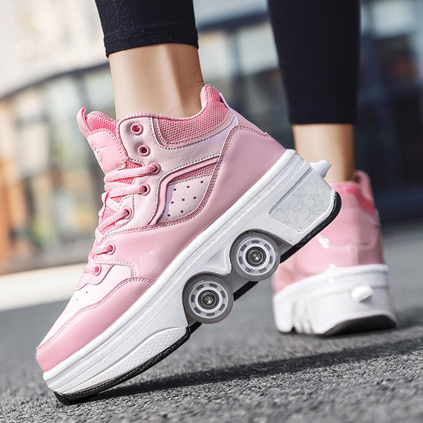 Schuhe Mit Rädern Für Erwachsene – 4-Rad-Skateschuhe Größe 34, Verstellbar & Vielseitig