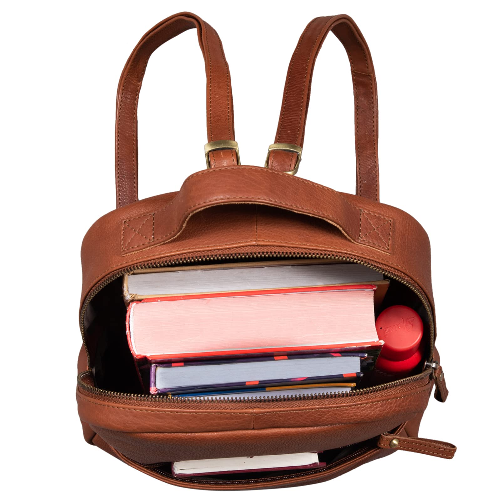 STILORD "Kayla" Mały Plecak damski Plecak ręczny Plecak skórzany na iPad i 12,9 cala Tablet Torebka ręczna City Going Out Daypack Backpack Kolor:texas - brązowy