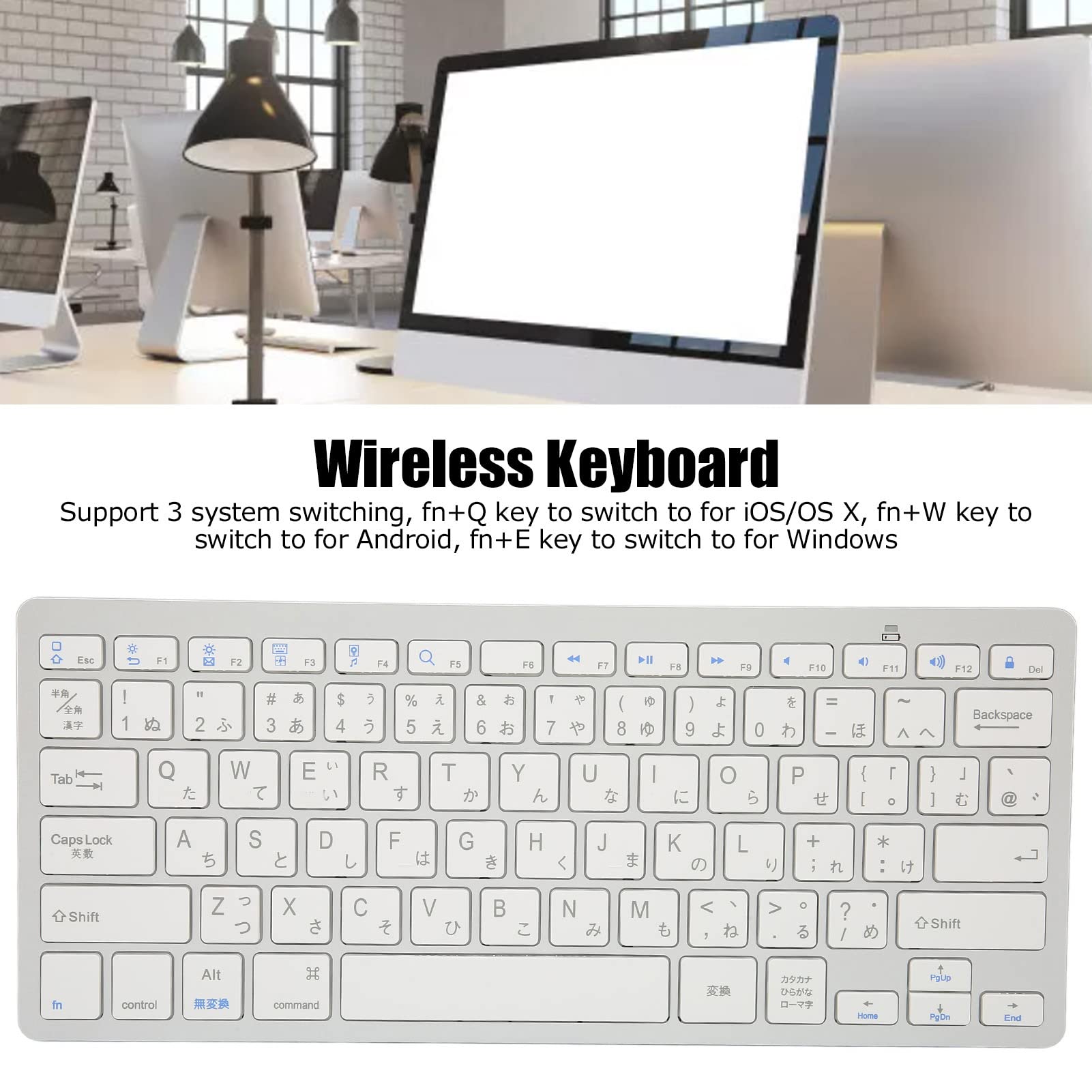 Plyisty Tastiera Giapponese e Inglese, Tastiera Cablata USB Compatta Ultra Sottile a 78 Tasti, per PC, Computer, Desktop, Layout QWERTY (giapponese