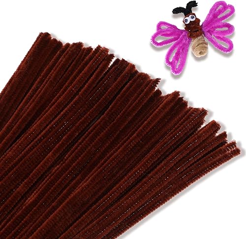 Giwrmu 100 piezas de tallos de chenilla, limpiadores de pipas marrones, suministros de manualidades, limpiador de tuberías de colores para proyectos