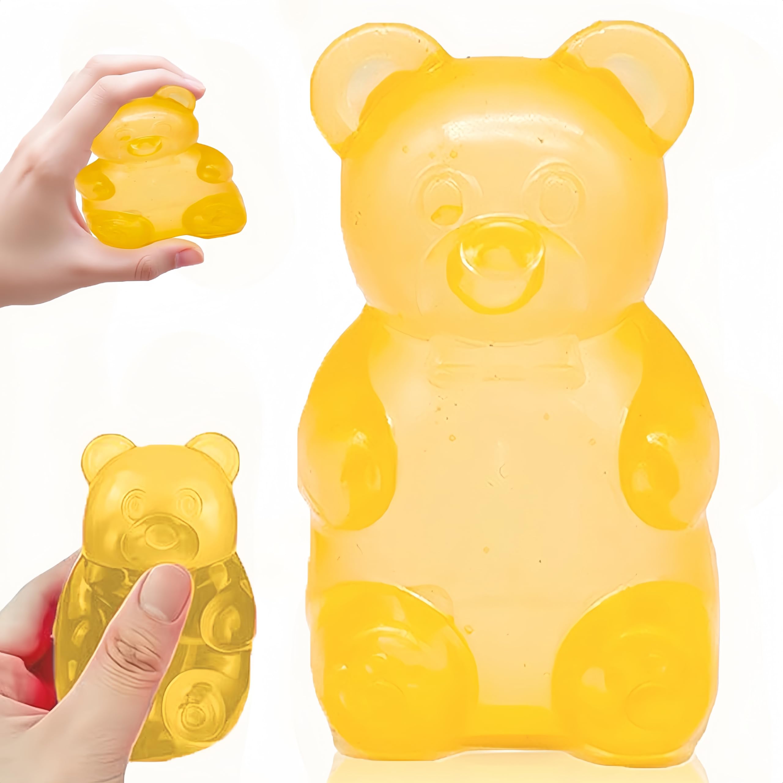 Gummy Bear Toy, Sugar Filled Squishy Toys for Kids Stress Relief - High Density Squeeze Balls for Students Calming - Fidget Squishy Toys for Anxiety Relief(Yellow)