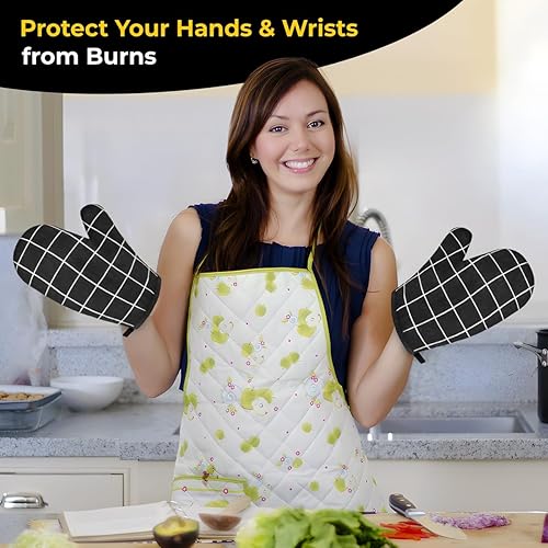 Miniatura 4 de UTKU Manoplas gruesas para microondas de estilo escandinavo profesional, aislantes y antiquemaduras, de algodón, resistentes al calor, guantes
